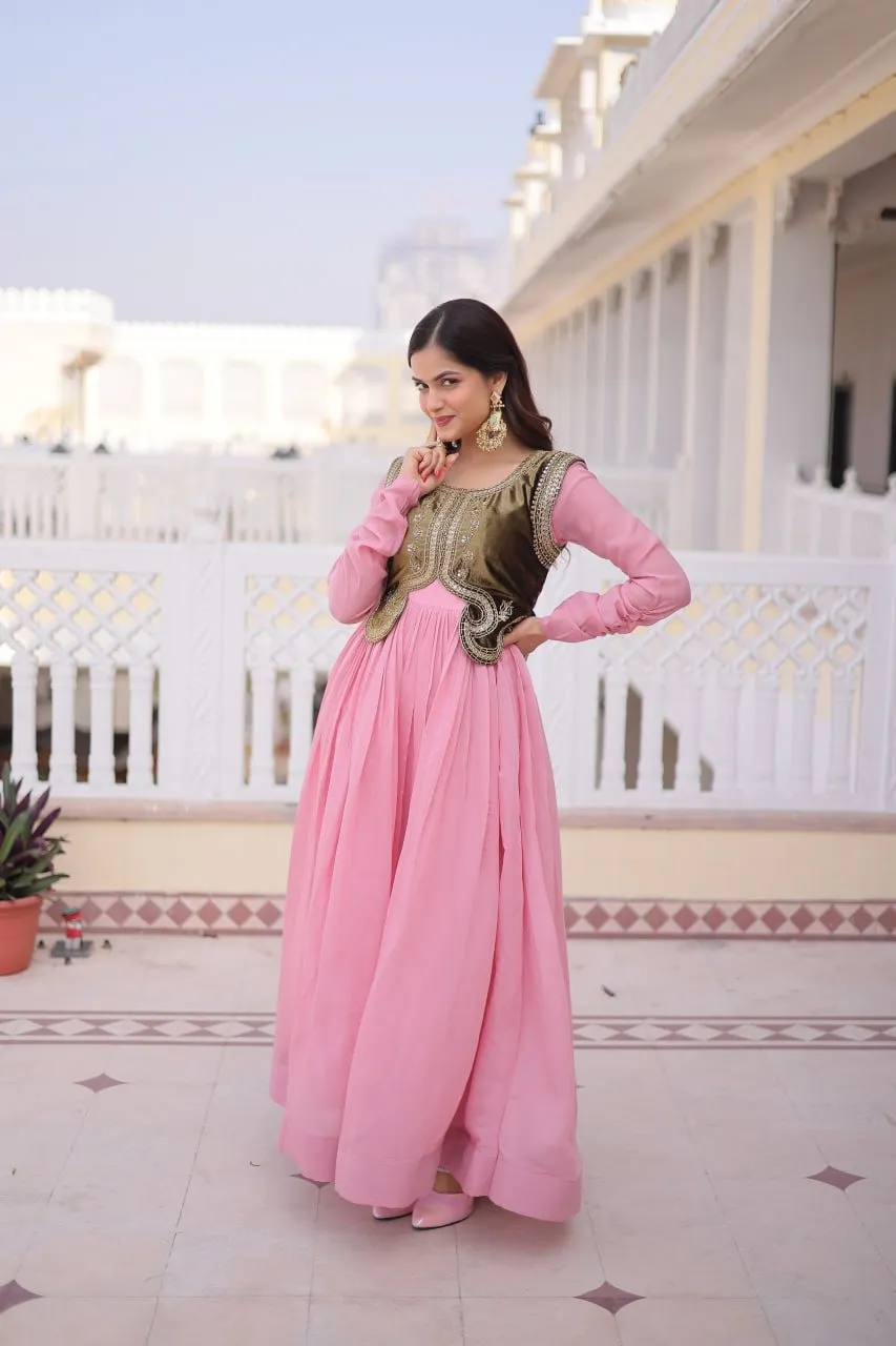 Baby Pink Gown with Jacket Design