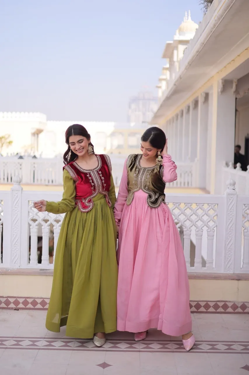 Baby Pink Gown with Jacket Design