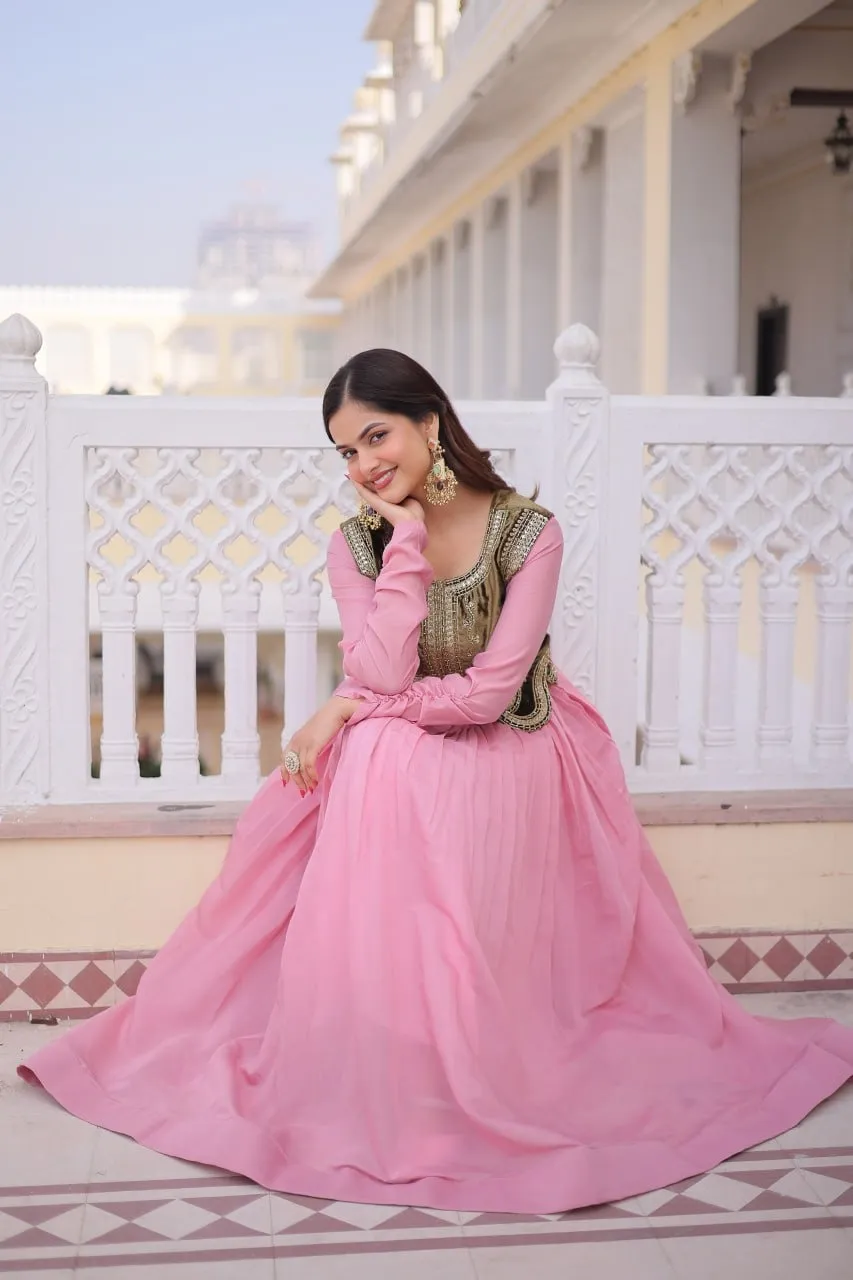 Baby Pink Gown with Jacket Design
