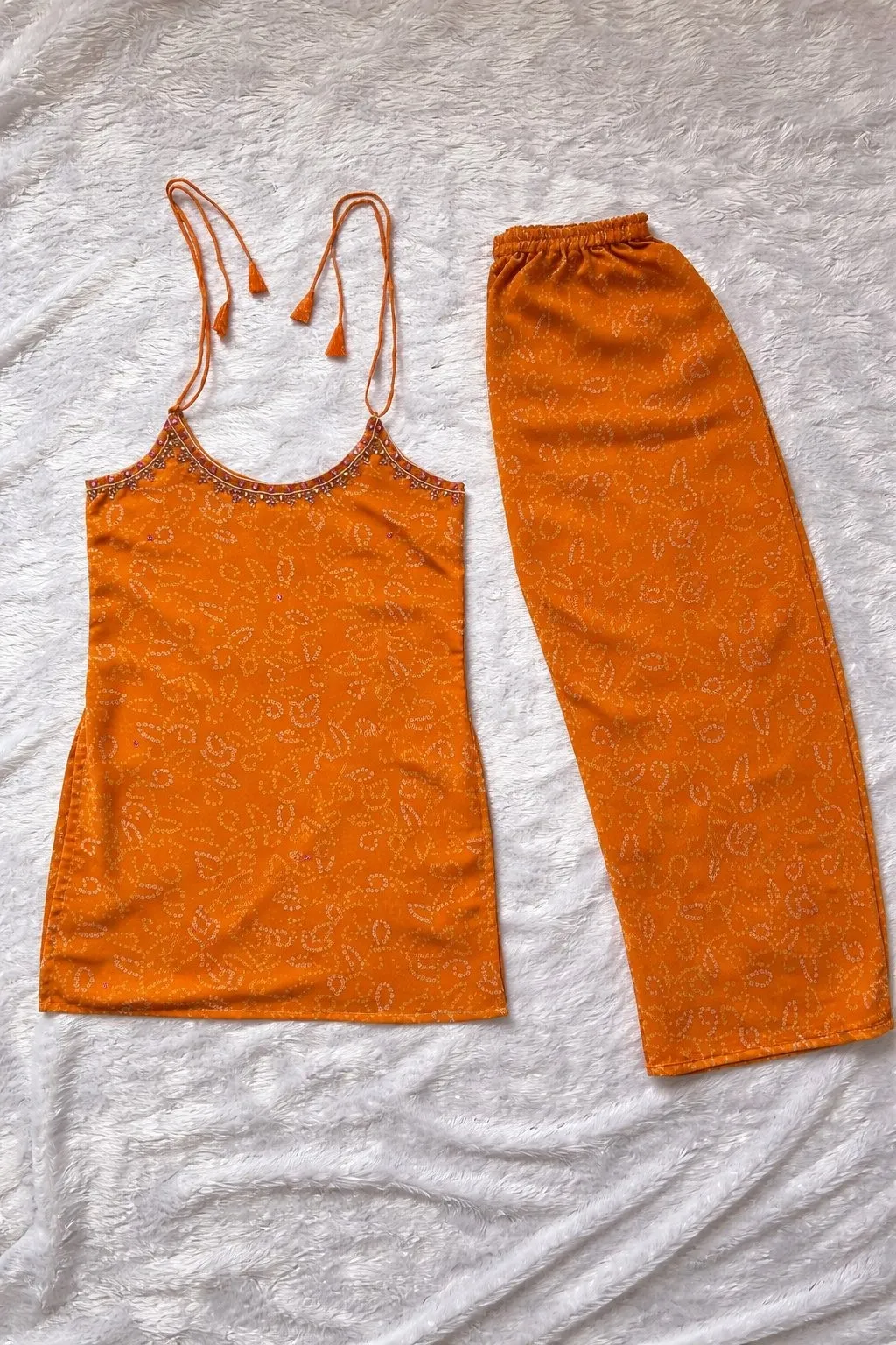 Bandani Printed Sleeveless Kurti Bottom Set
