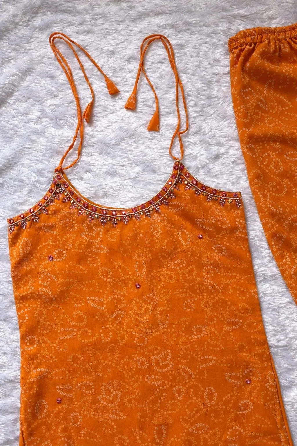 Bandani Printed Sleeveless Kurti Bottom Set
