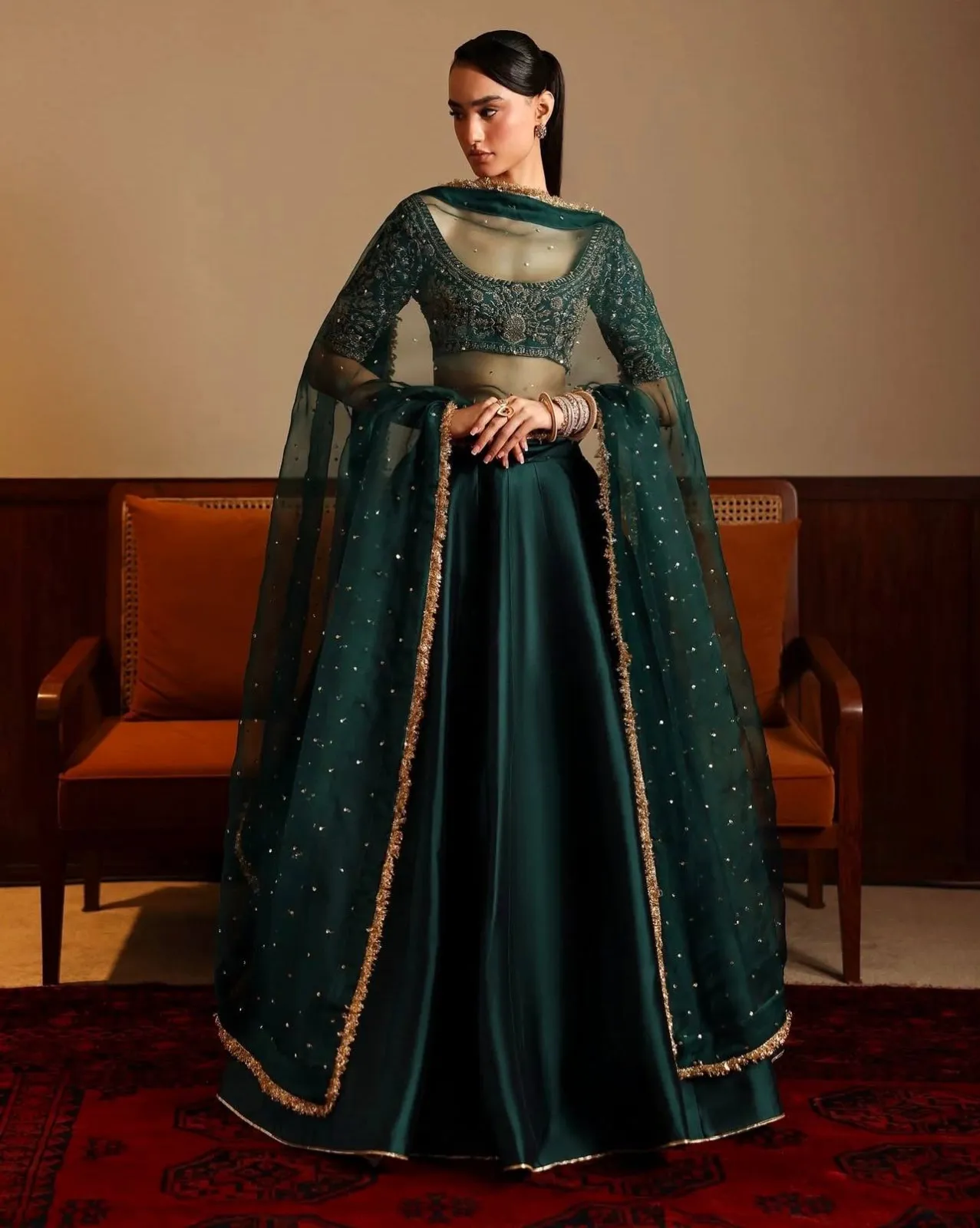 Barat Special Green Lehenga Set