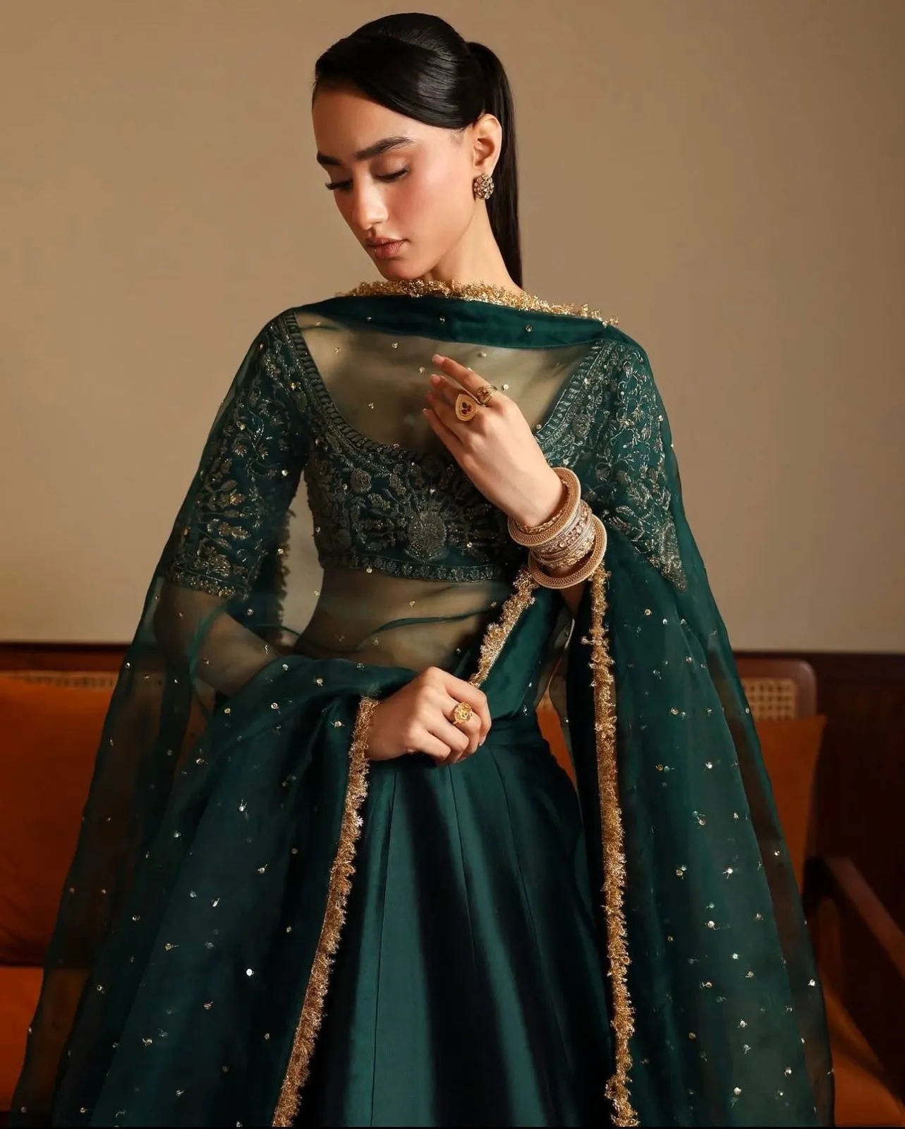 Barat Special Green Lehenga Set