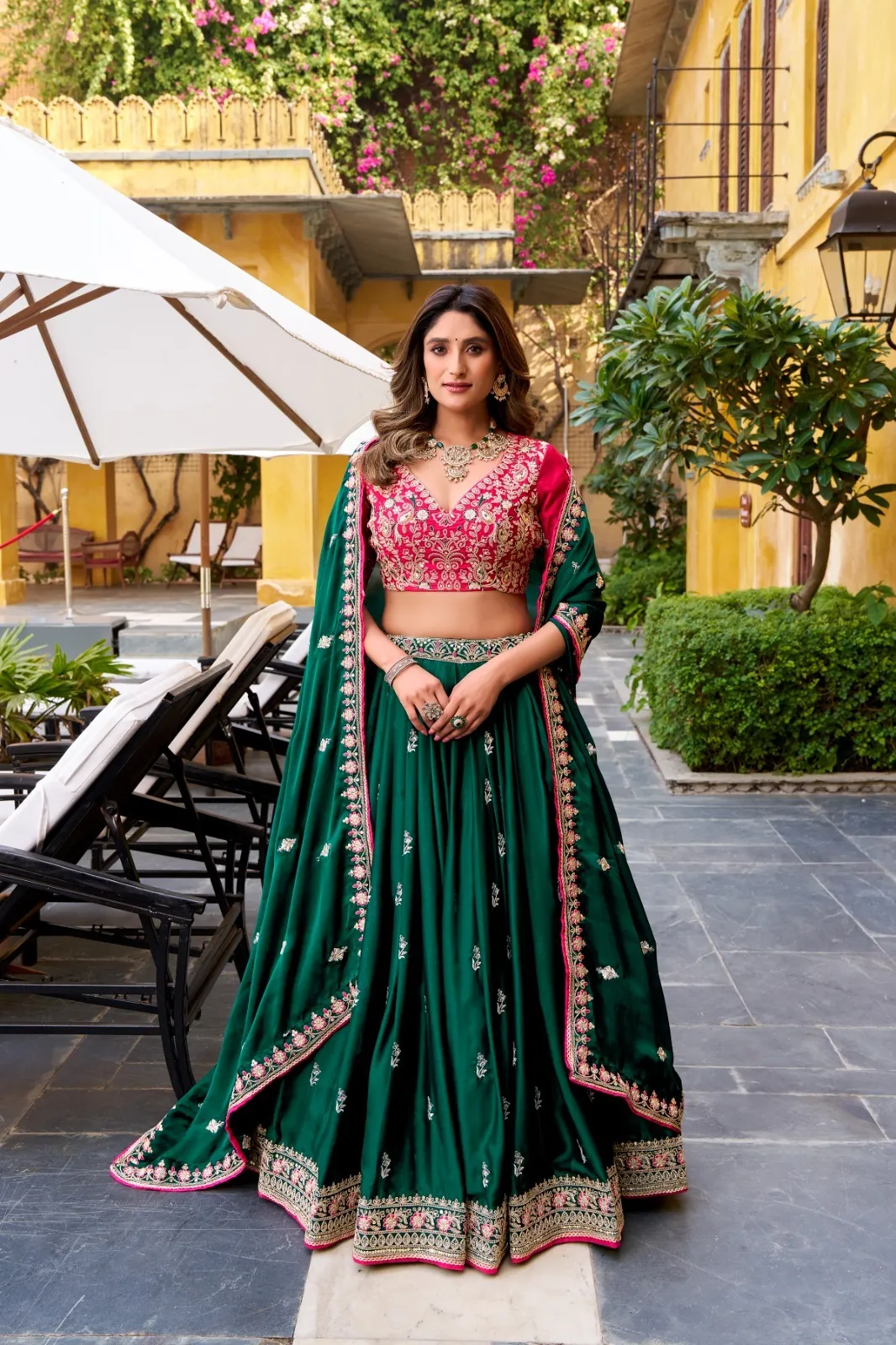 Beautiful Contrast Lehenga with Blouse for Wedding