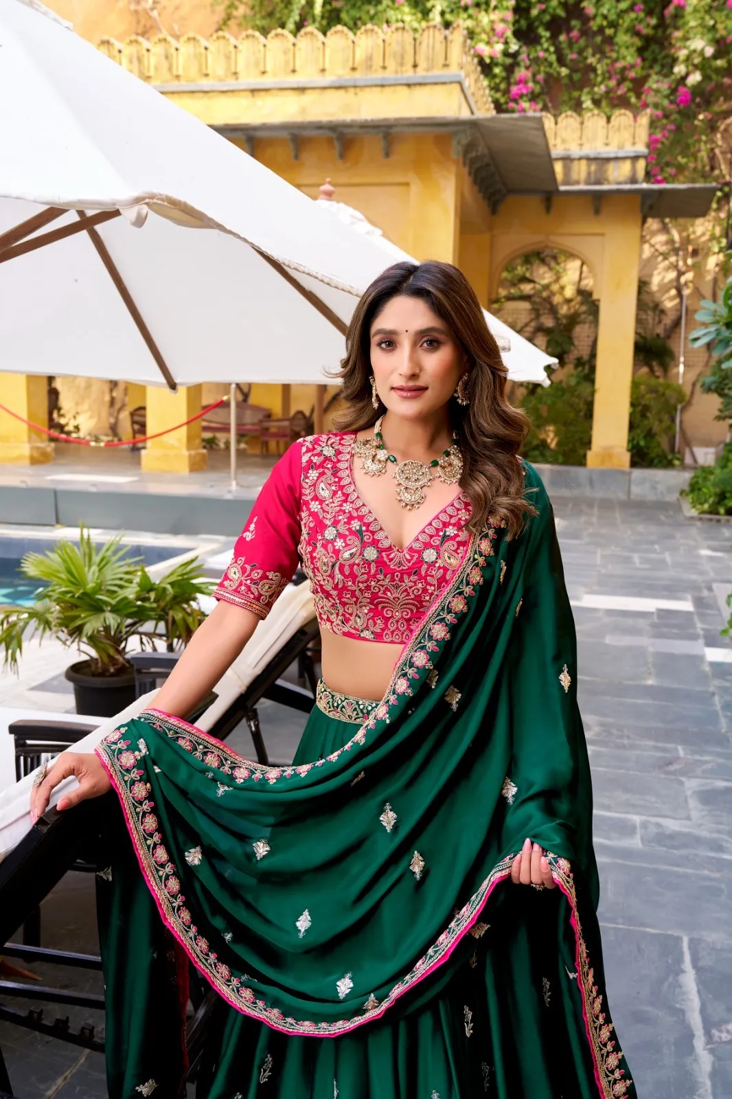 Beautiful Contrast Lehenga with Blouse for Wedding