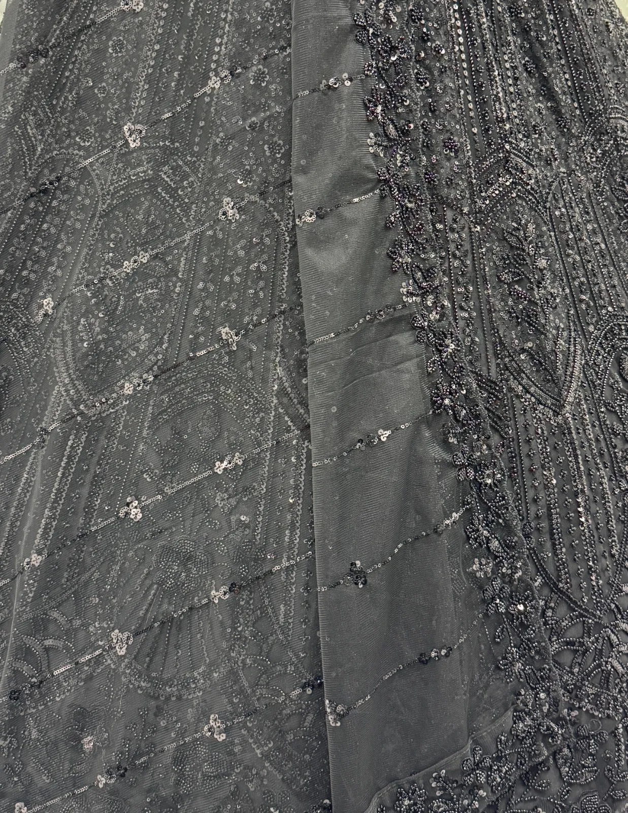 Black Color Handwork Shining Bridal Lehenga