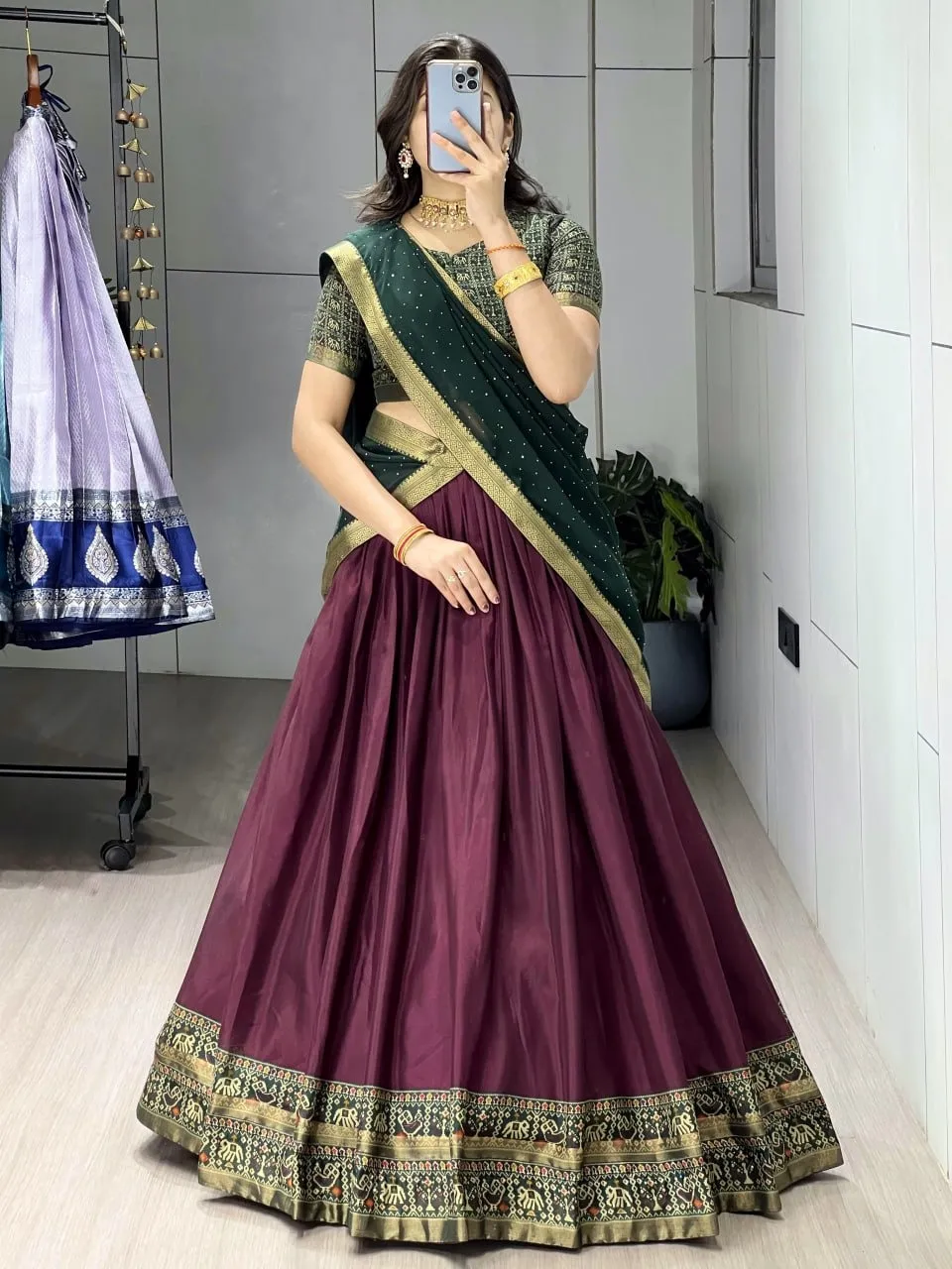 Black Color Traditional Patola Lehenga