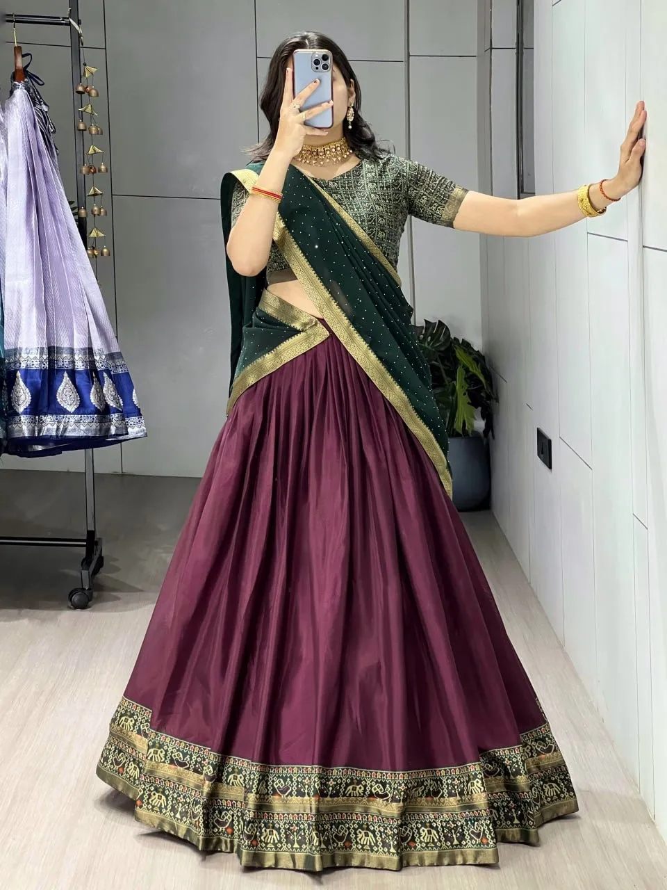 Black Color Traditional Patola Lehenga