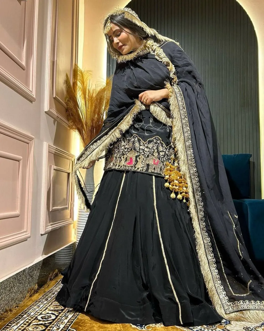 Black Embroidery Lehenga Suit