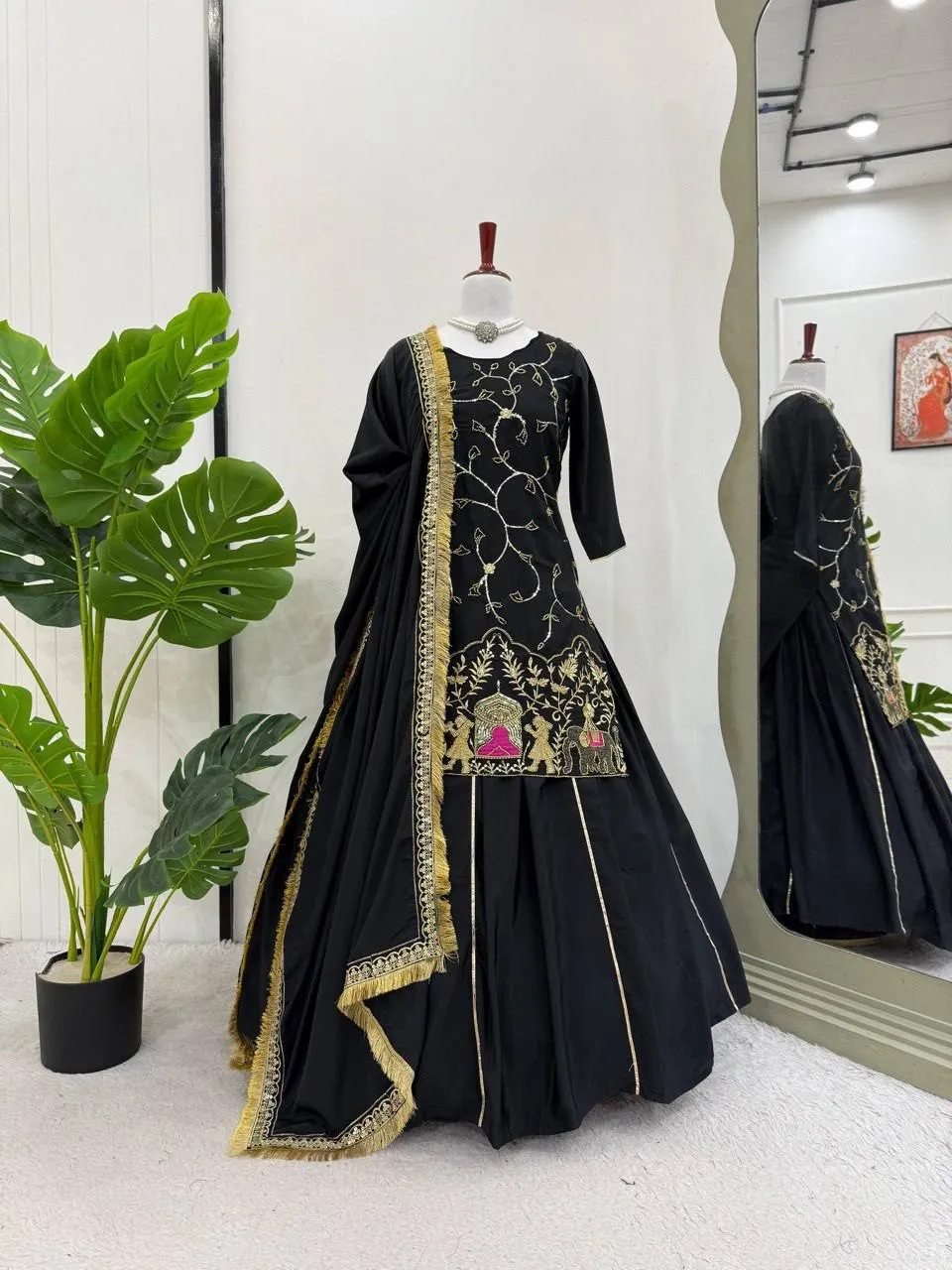 Black Embroidery Lehenga Suit