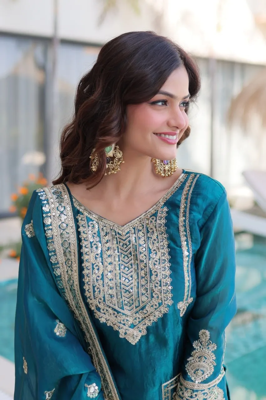 Sea Green Readymade Pakistani Dress - Eid Suits