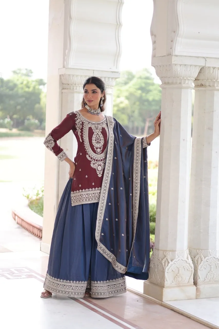 Contrast Short Shirt Plazzo Pakistani Dress for Eid