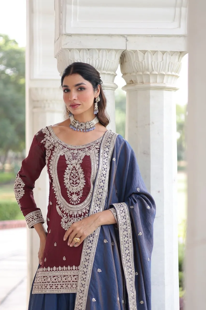 Contrast Short Shirt Plazzo Pakistani Dress for Eid