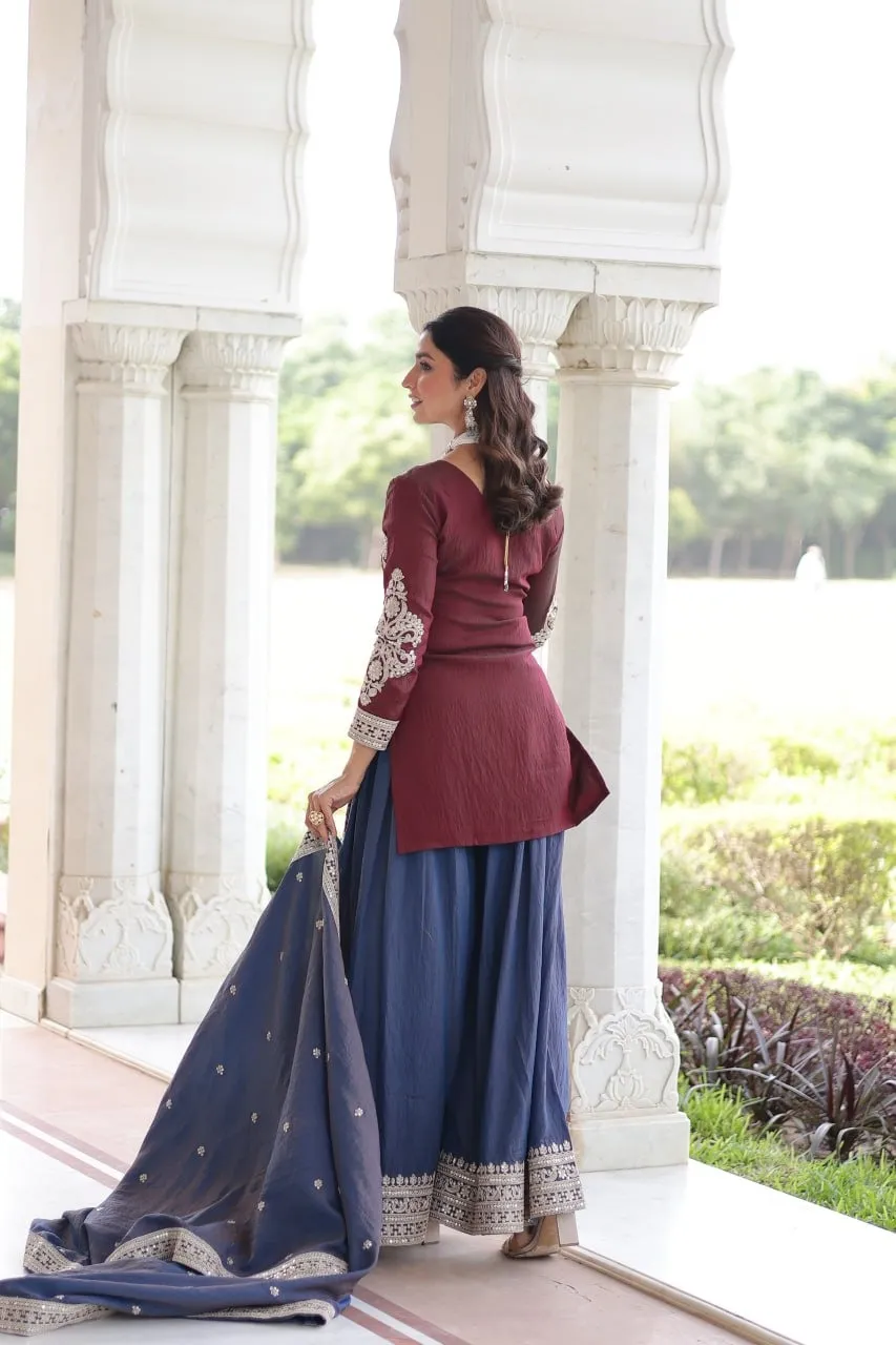 Contrast Short Shirt Plazzo Pakistani Dress for Eid