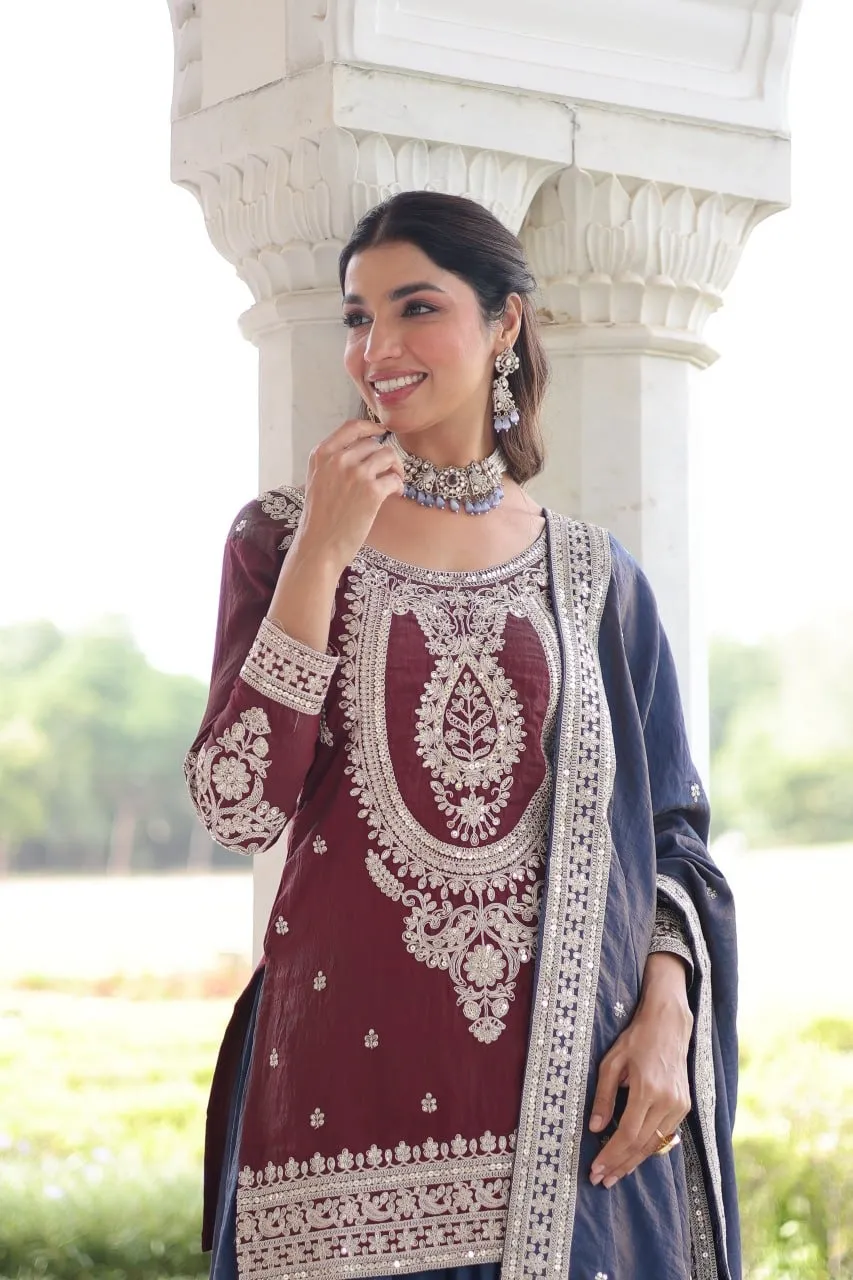 Contrast Short Shirt Plazzo Pakistani Dress for Eid