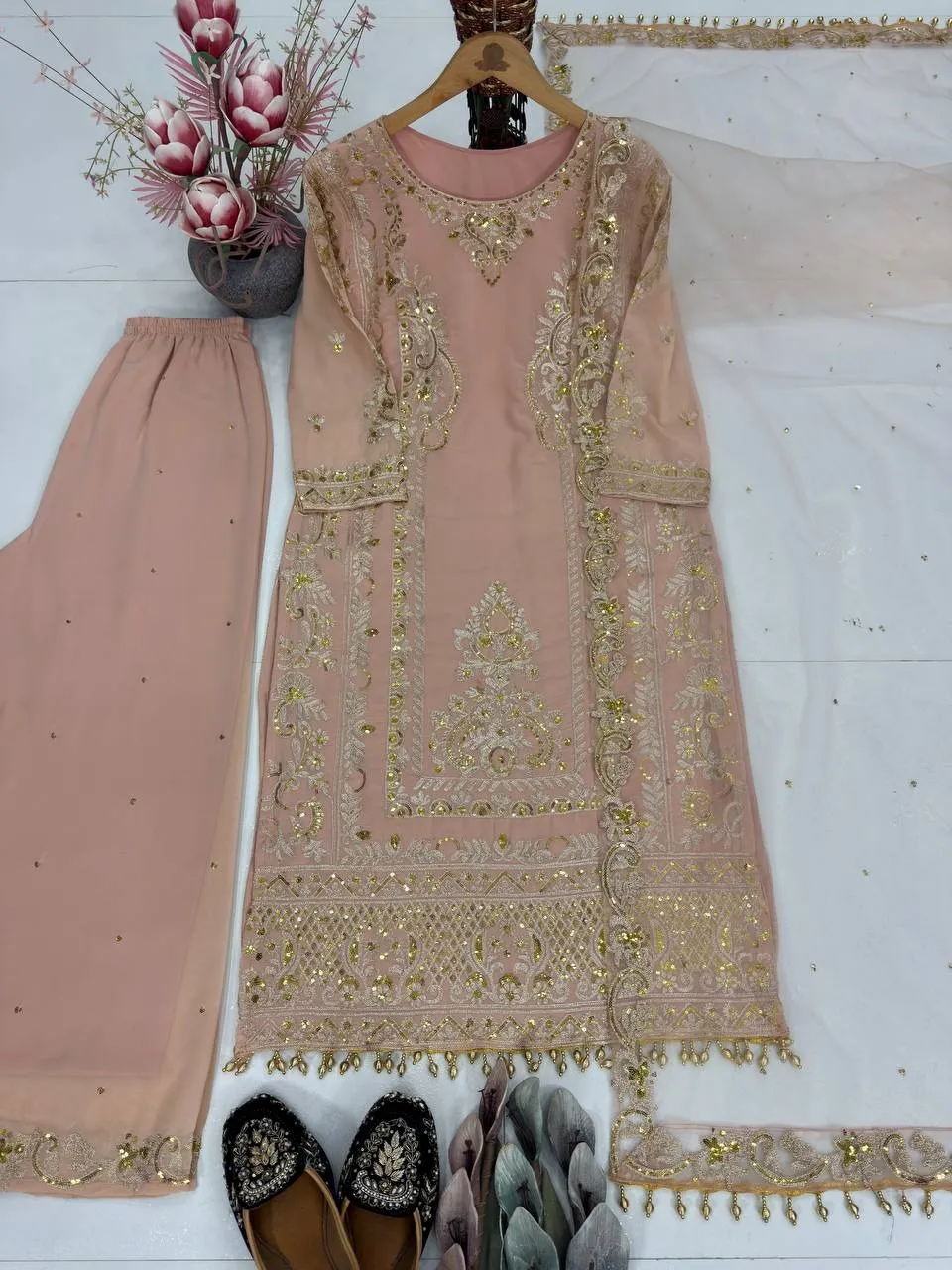 Eid Special Peach Embroidery Dress | Readymade Suits