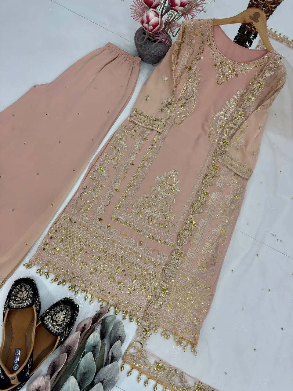 Eid Special Peach Embroidery Dress | Readymade Suits