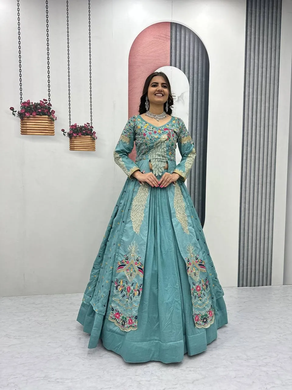 Festive Special Shrug Style Embroidery Lehenga