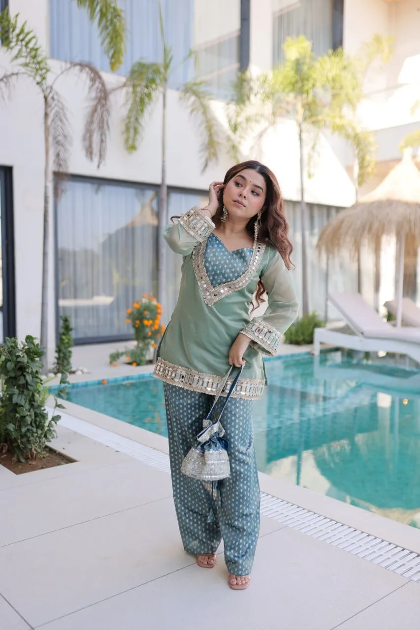 Festive Wear Mirror Co ord Set with Batwa