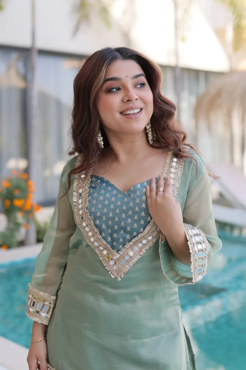 Festive Wear Mirror Co ord Set with Batwa
