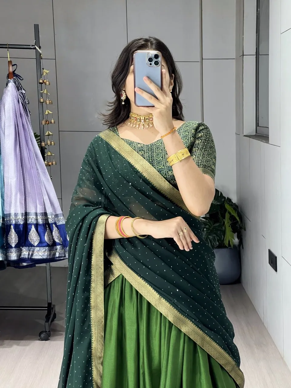 Green Color Traditional Patola Lehenga