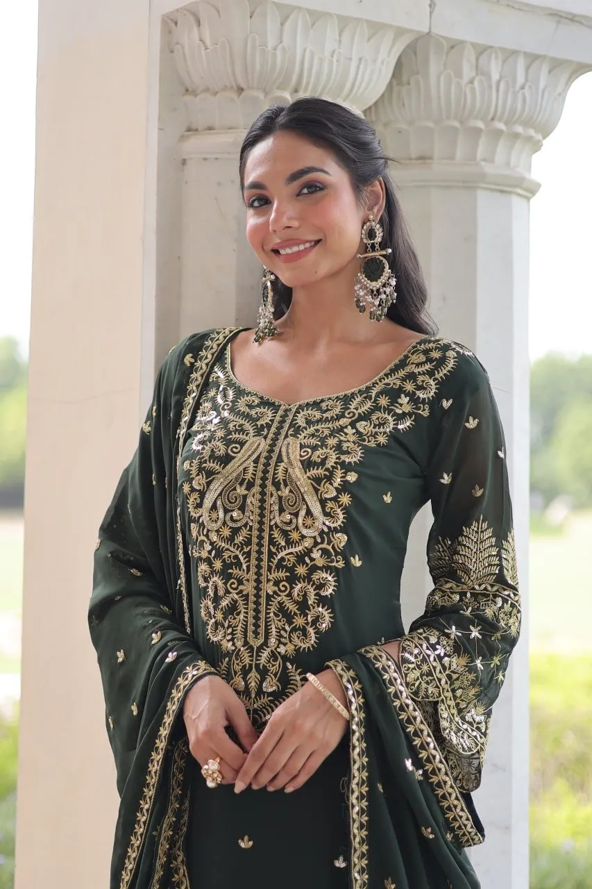 Green Embroidery Pakistani Kurti Set