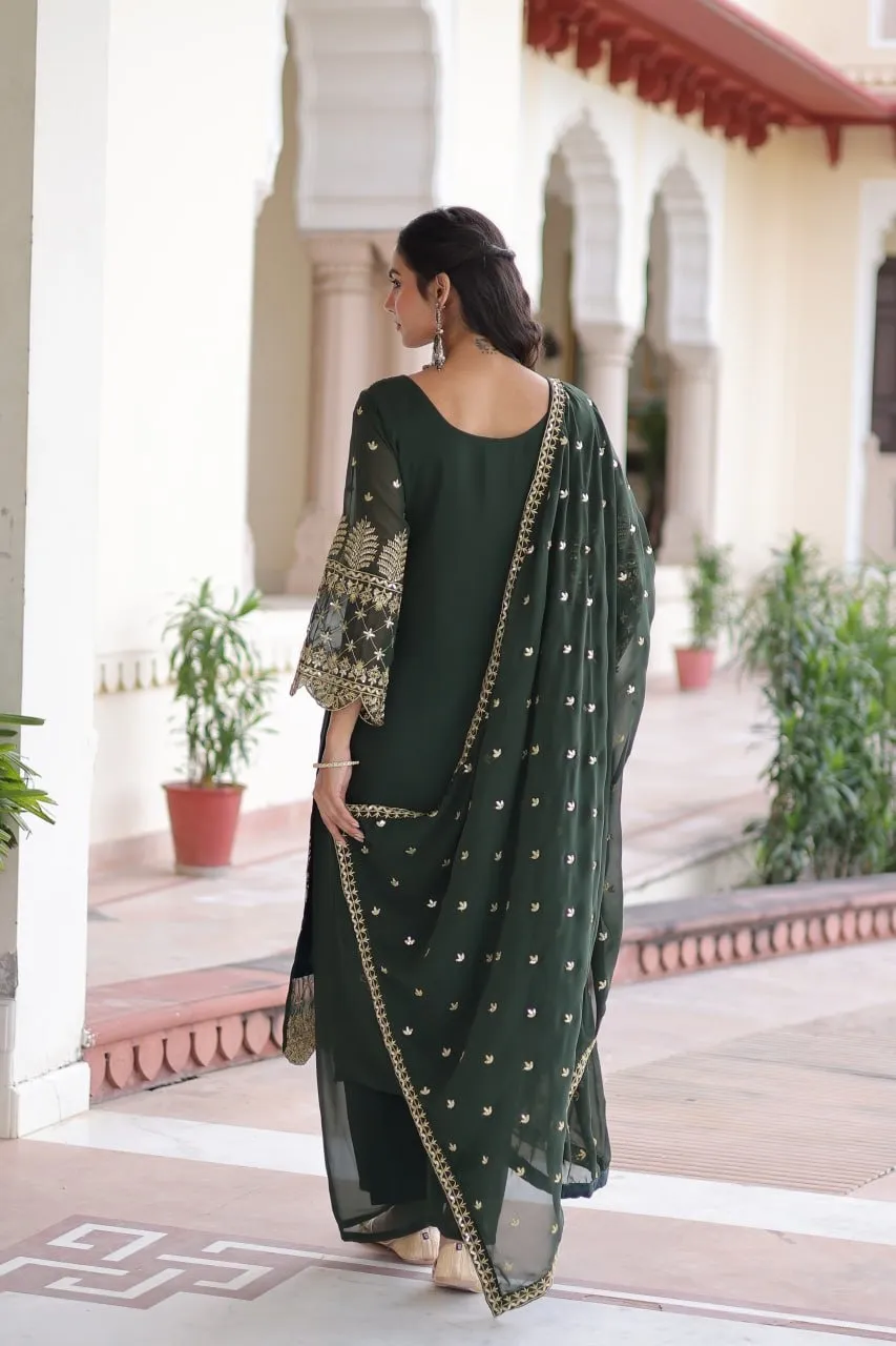 Green Embroidery Pakistani Kurti Set