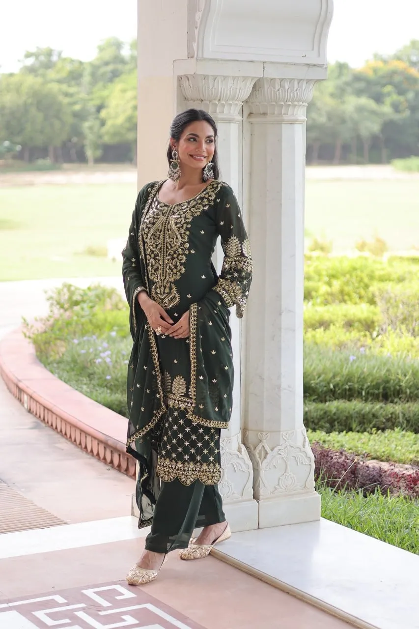Green Embroidery Pakistani Kurti Set