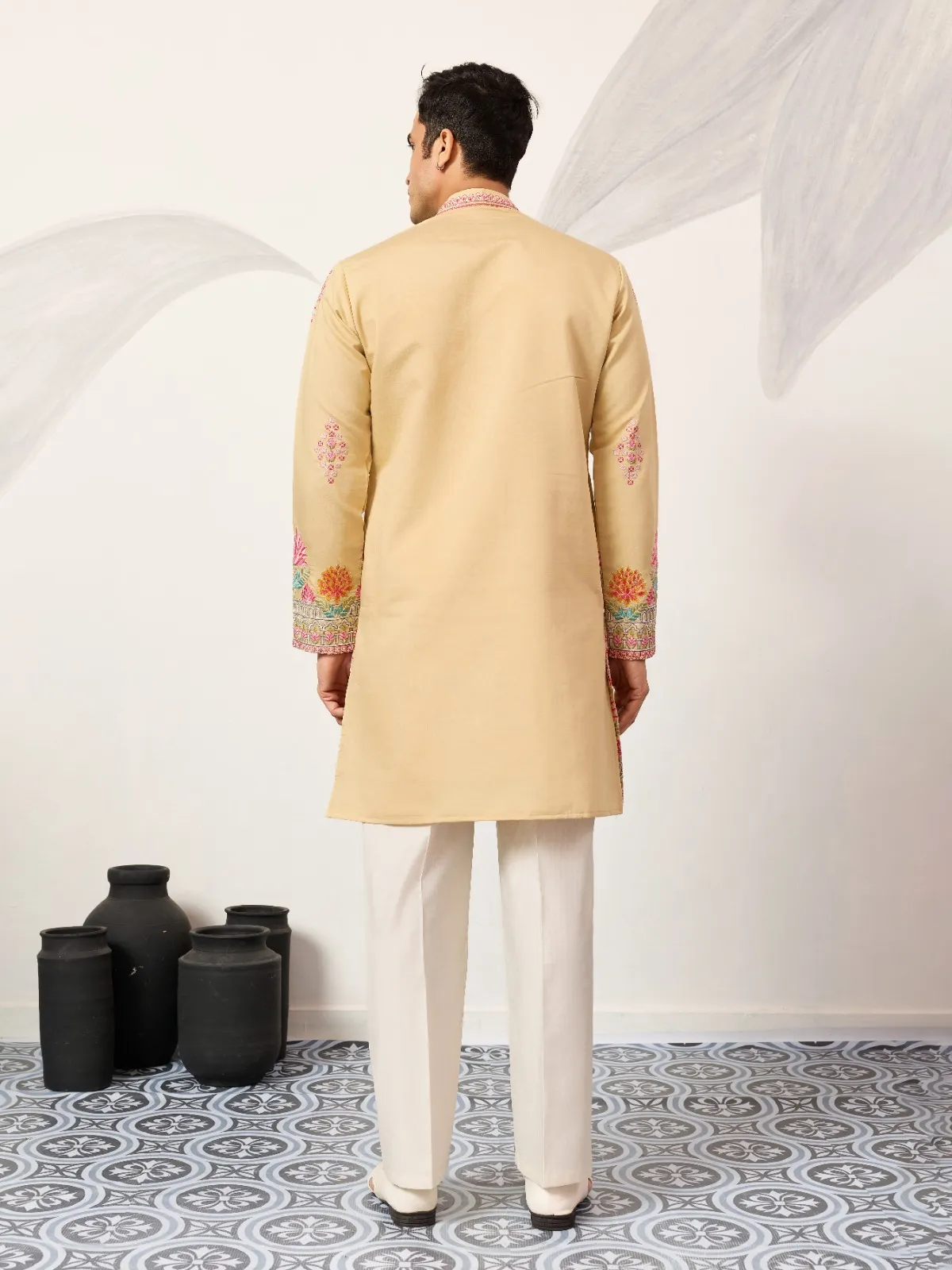 Haldi Special Yellow Men Embroidery Kurta