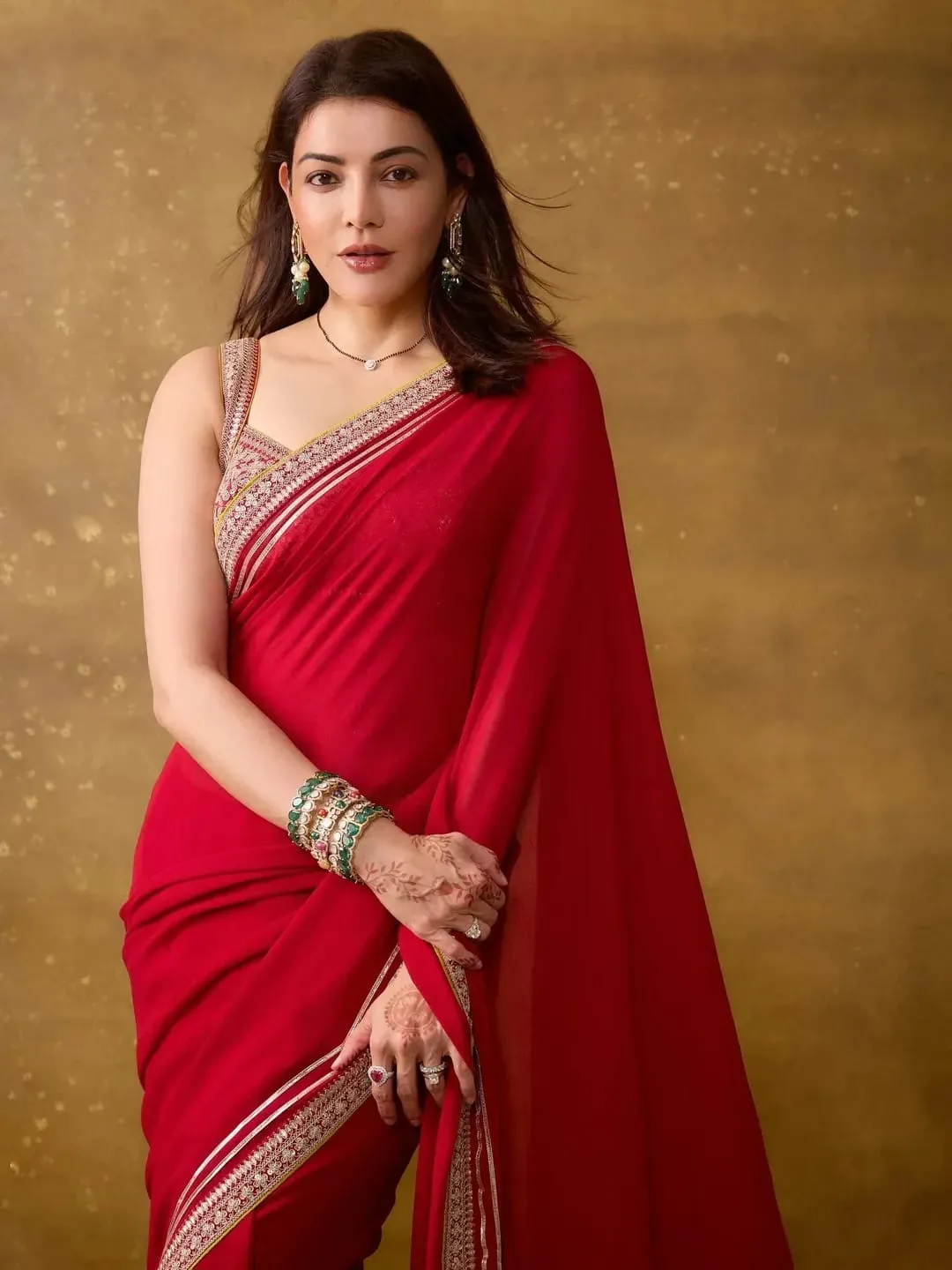 Kajal Aggarwal Inspired Red Saree