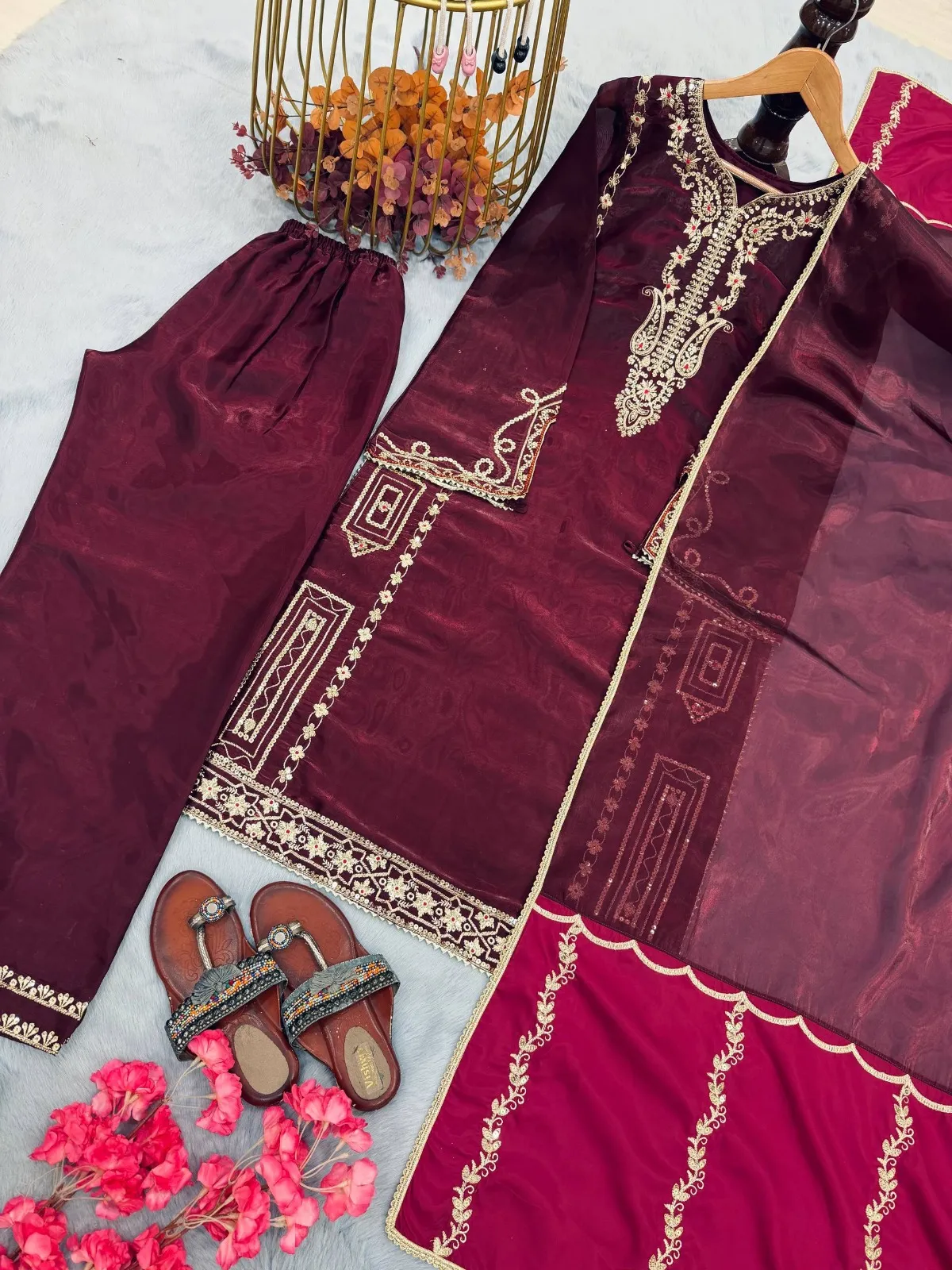 Violet Pakistani Plazzo Salwar Suit