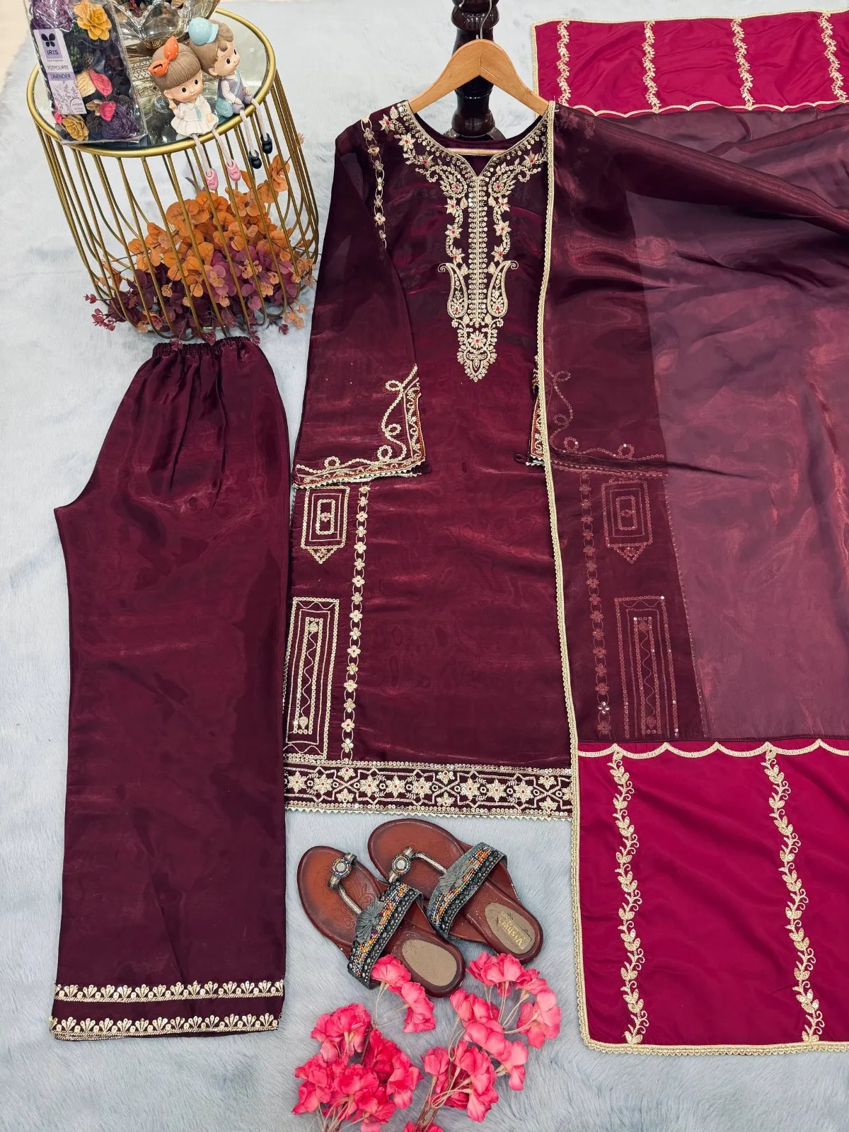 Violet Pakistani Plazzo Salwar Suit