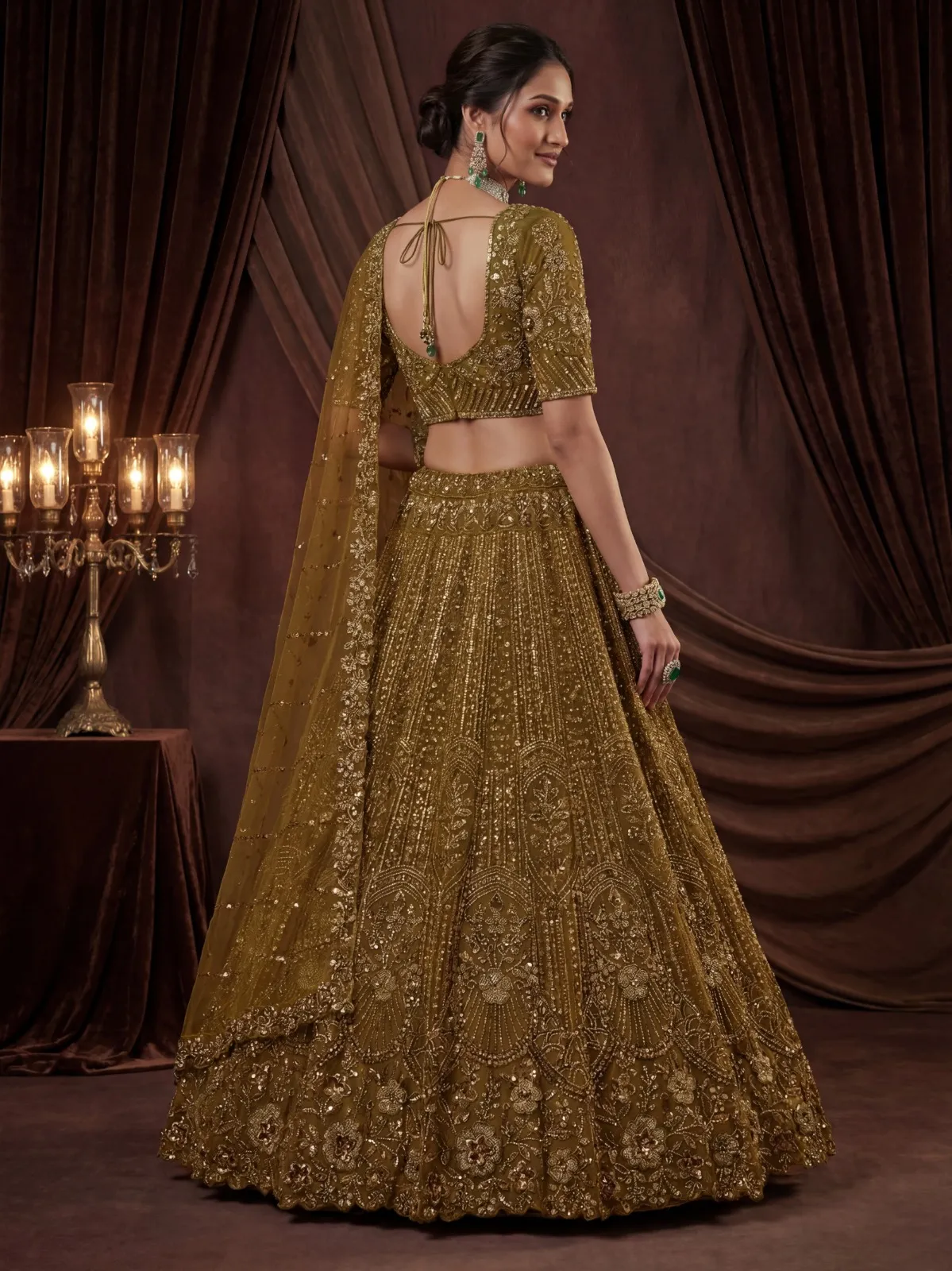 Mustard Color Handwork Bridal Lehenga