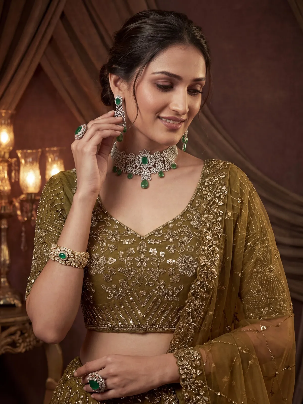 Mustard Color Handwork Bridal Lehenga