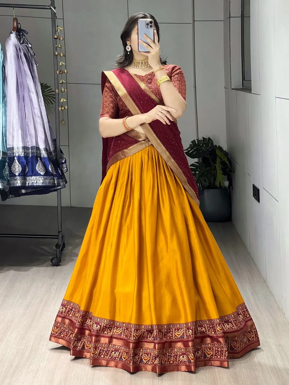 Mustard Color Traditional Patola Lehenga