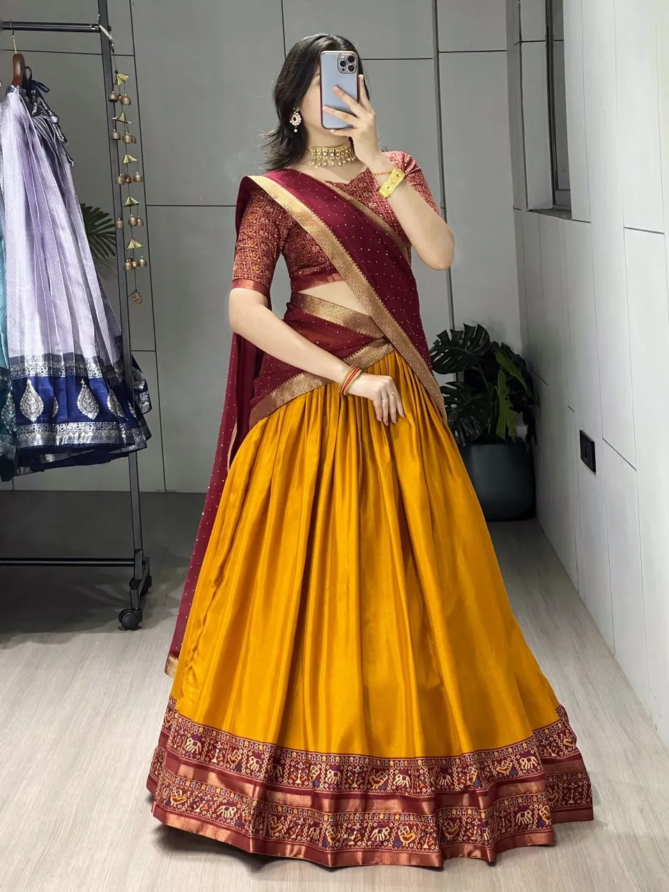 Mustard Color Traditional Patola Lehenga