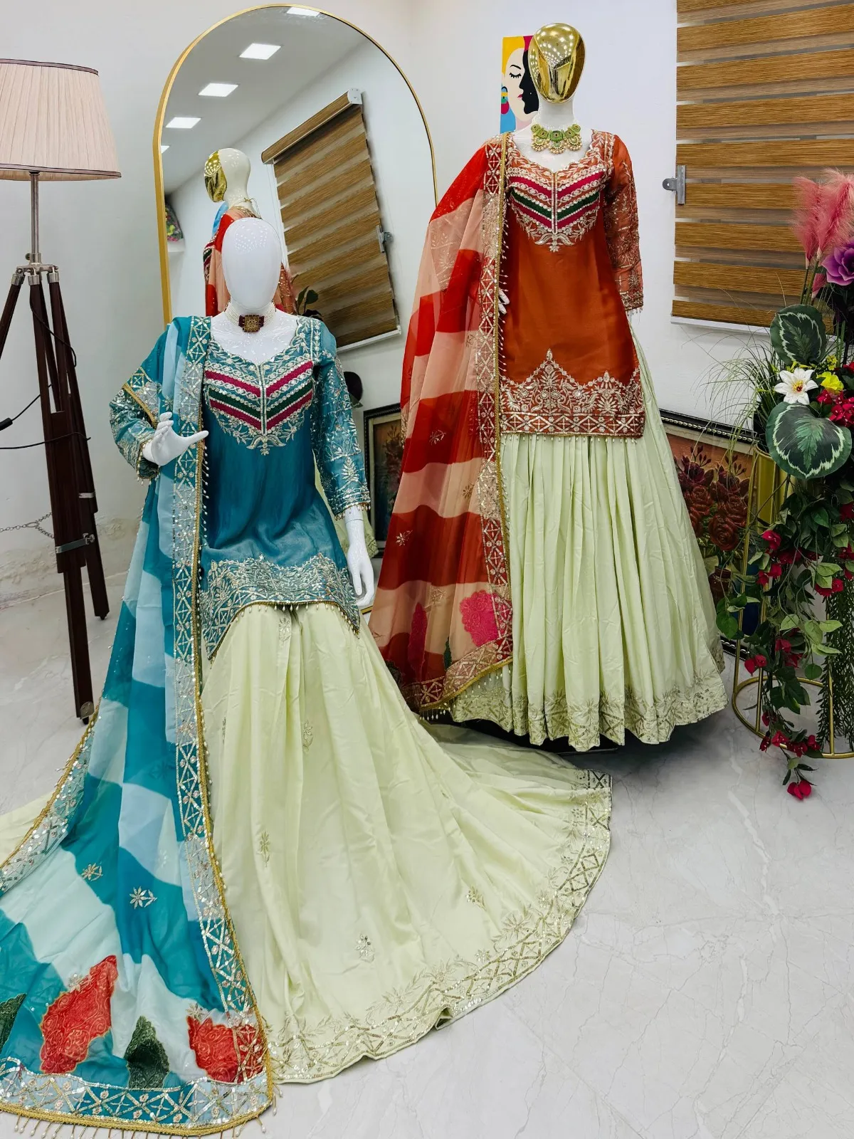 Pakistani Style Orange Skirt Suit
