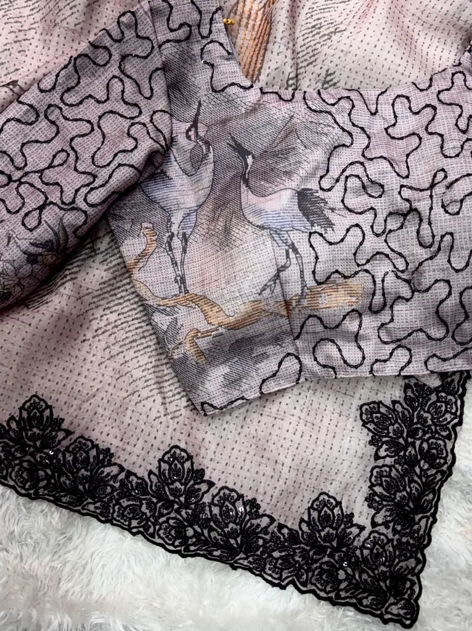Party Organza Saree with Sequence Border