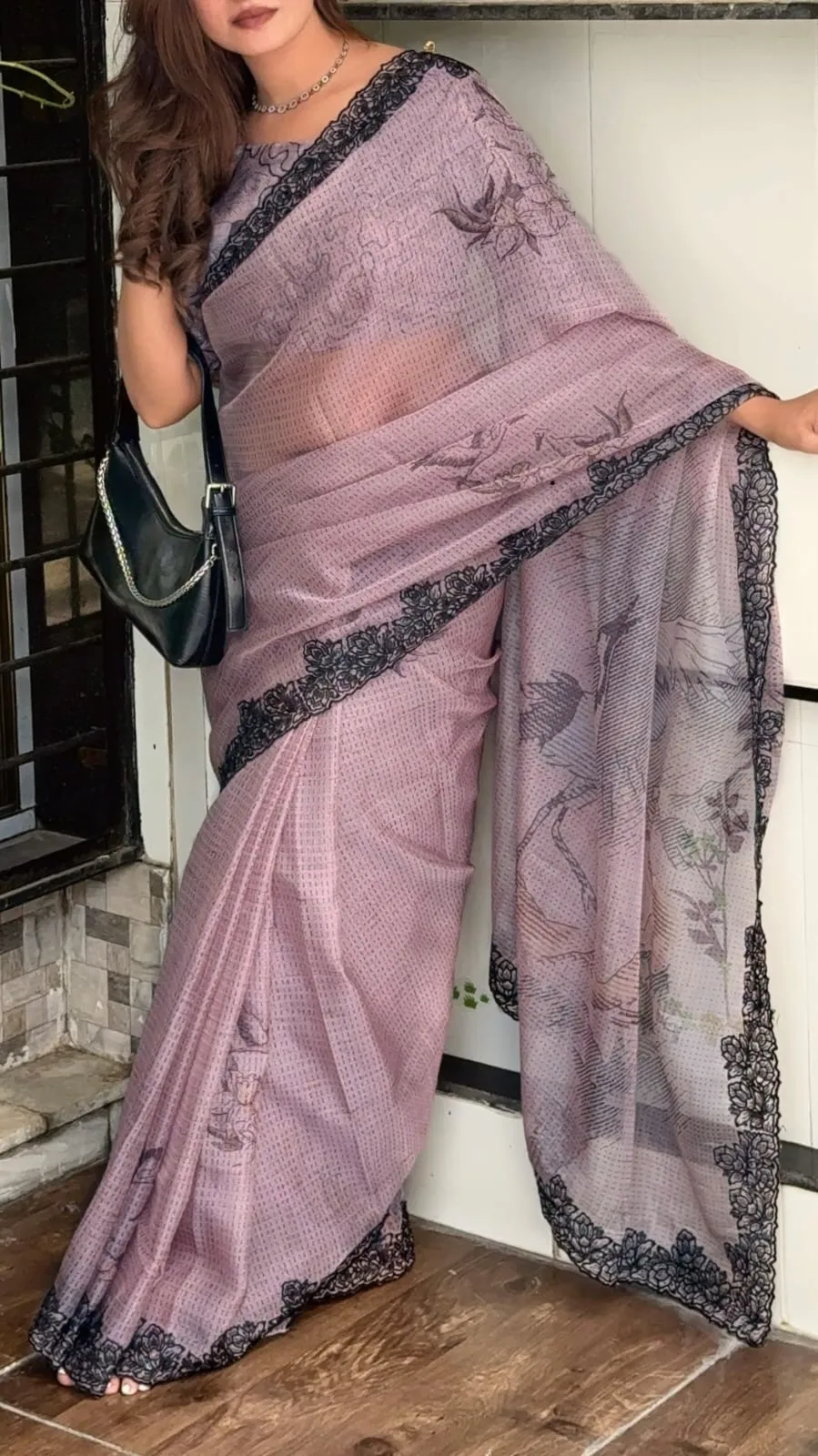 Party Organza Saree with Sequence Border