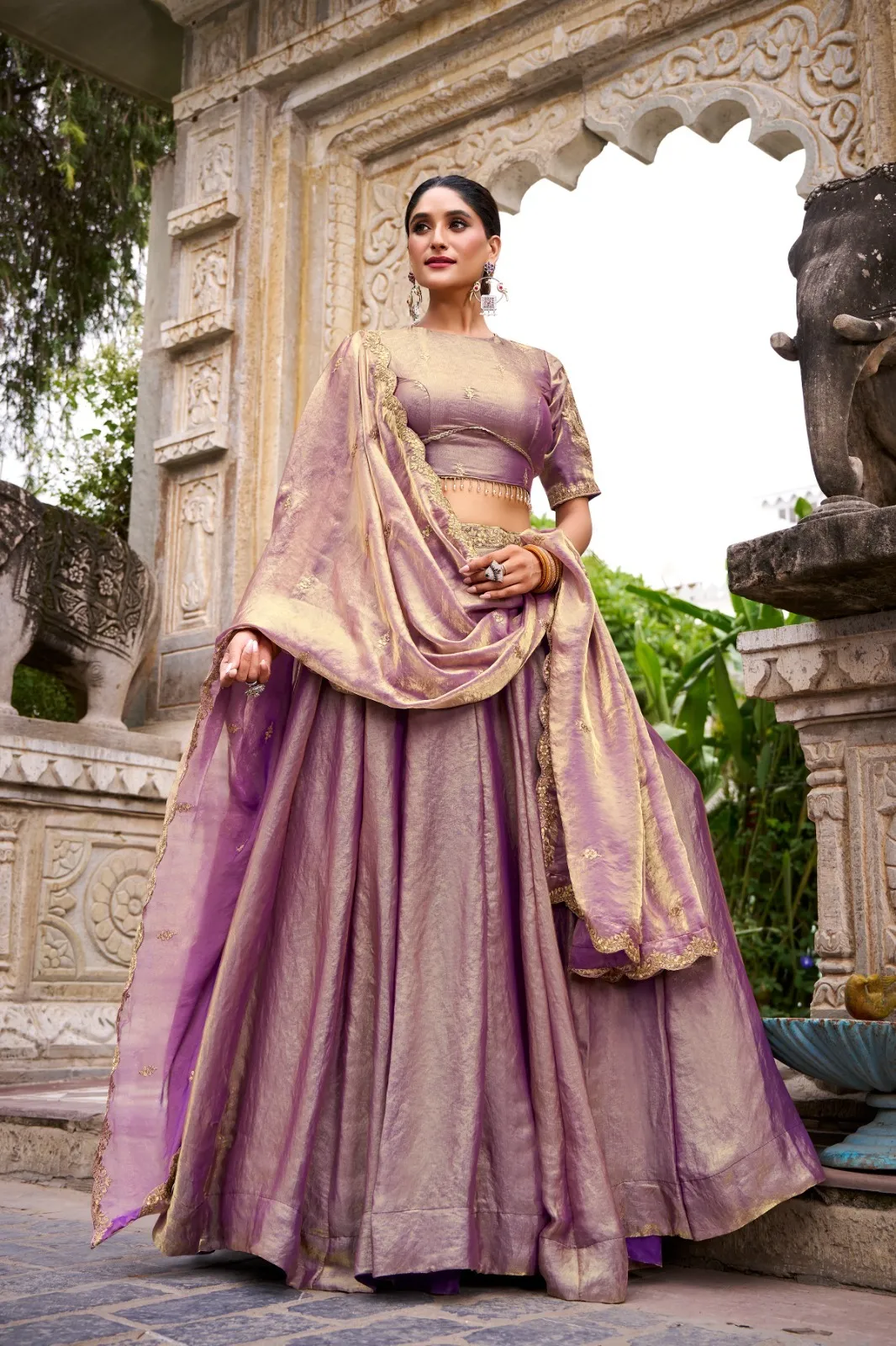 Pastel Lavender Shiny Party Lehenga Choli