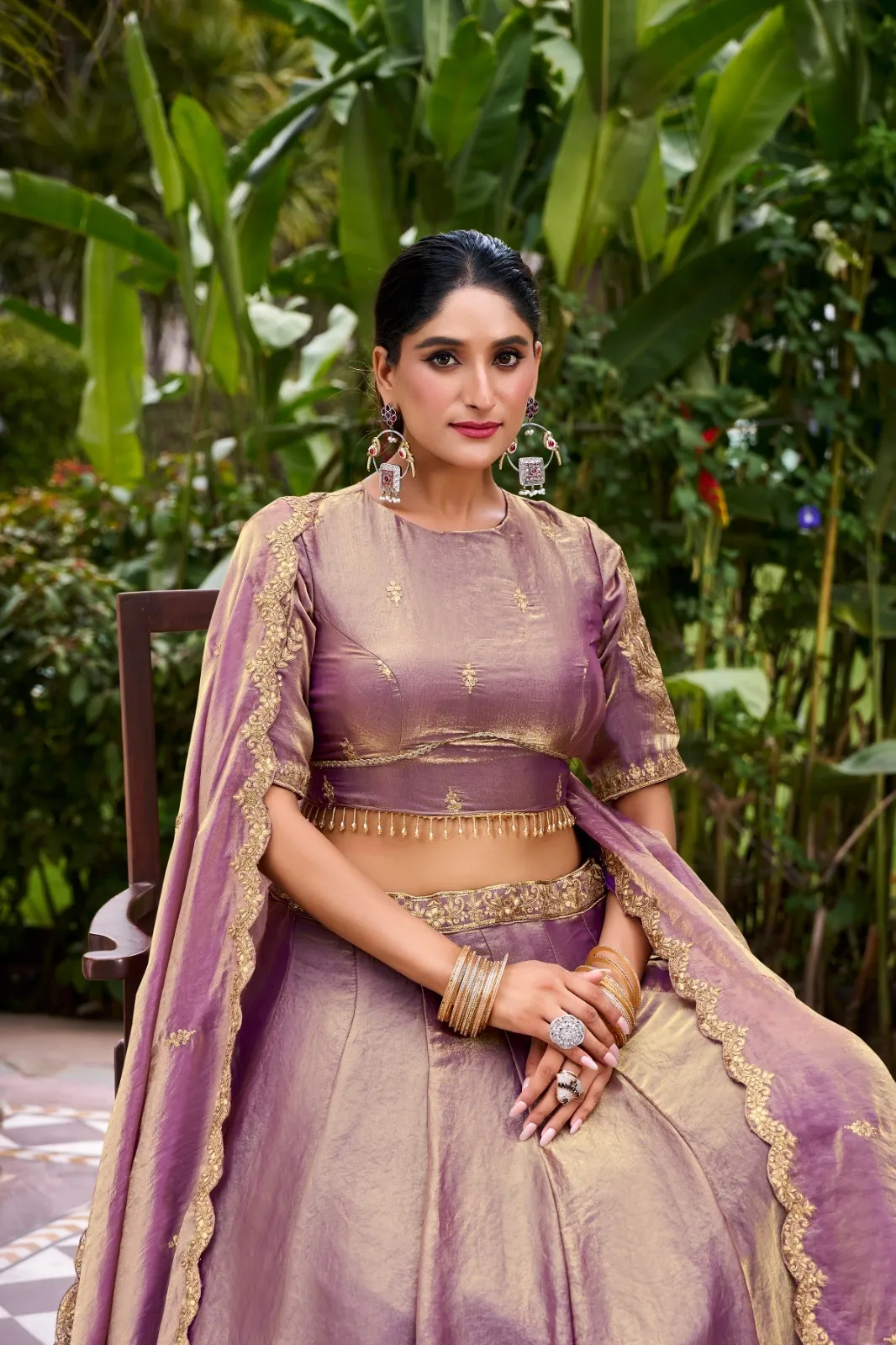 Pastel Lavender Shiny Party Lehenga Choli