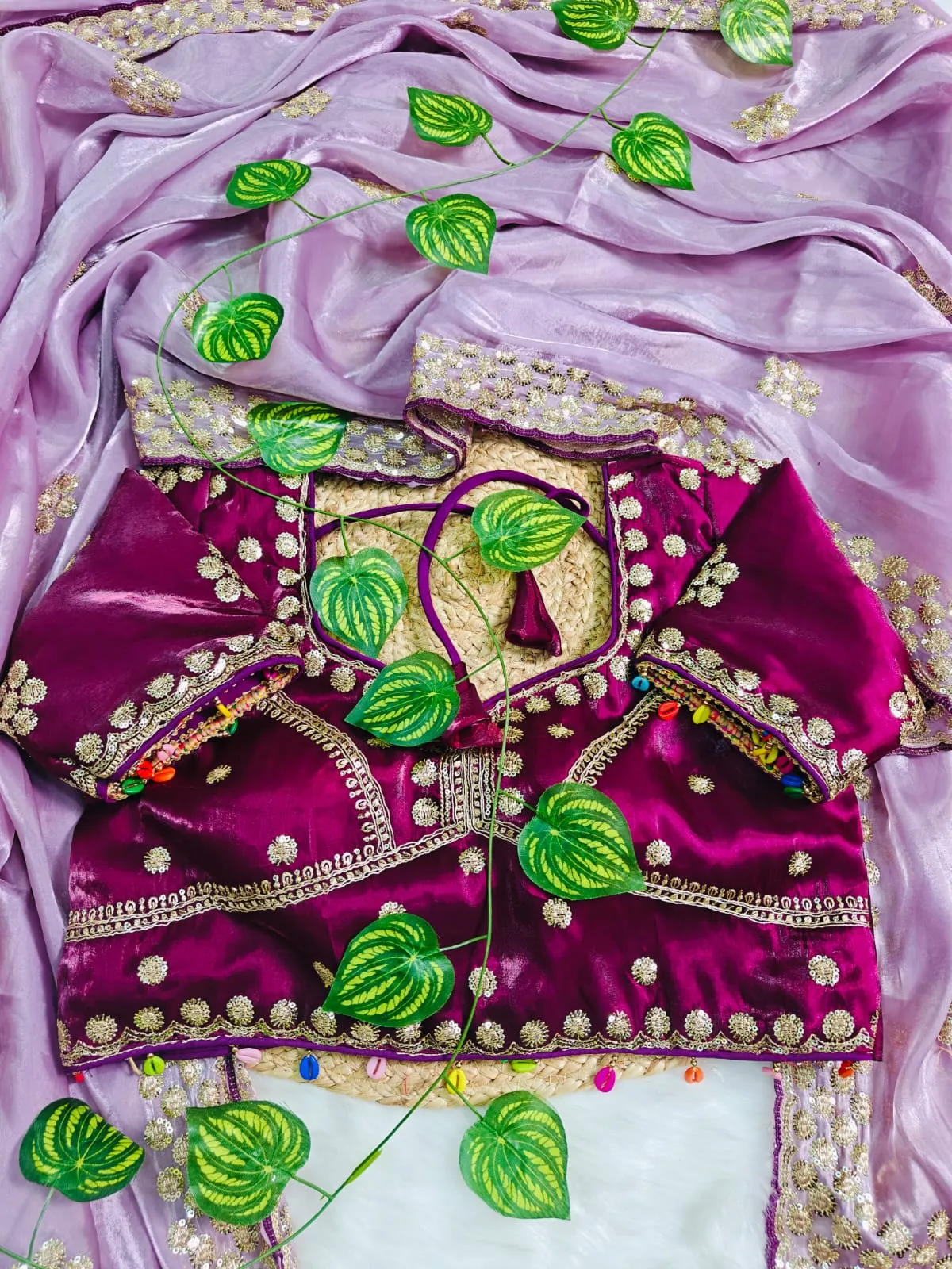 Pastel Purple Embroidery Saree with Readymade Blouse