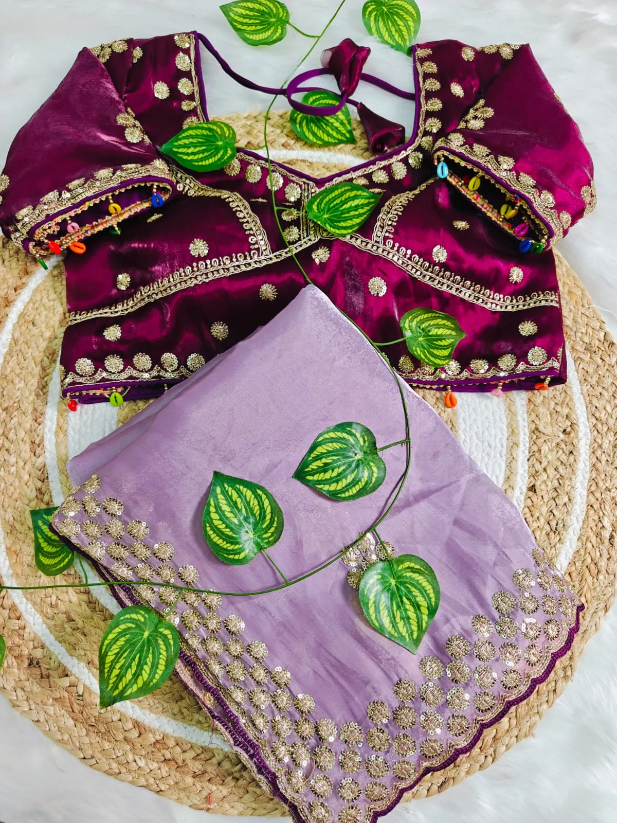 Pastel Purple Embroidery Saree with Readymade Blouse