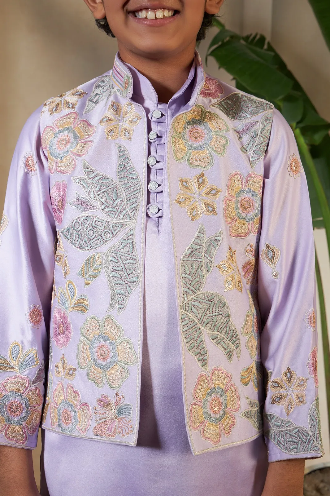 Pastel Purple small boys wedding kurta with koti