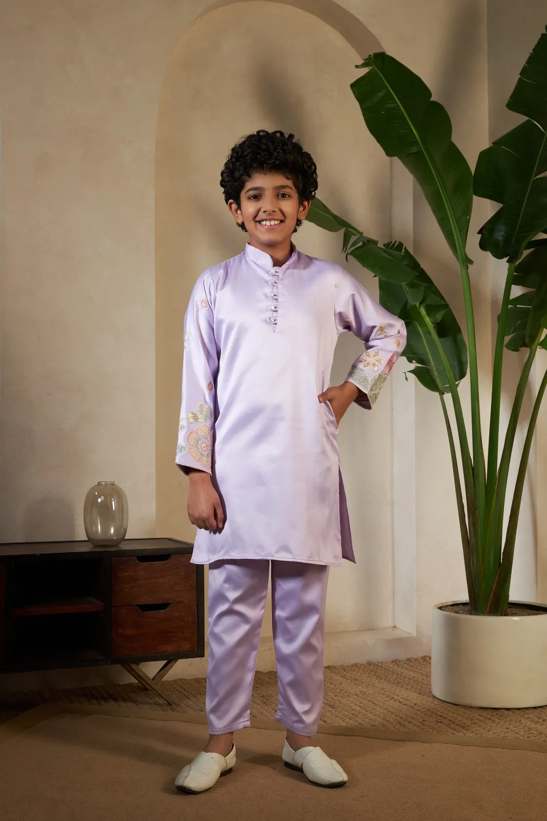 Pastel Purple small boys wedding kurta with koti