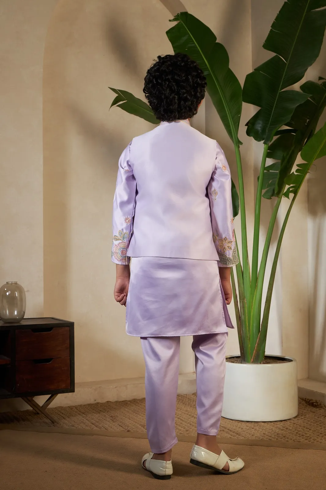 Pastel Purple small boys wedding kurta with koti