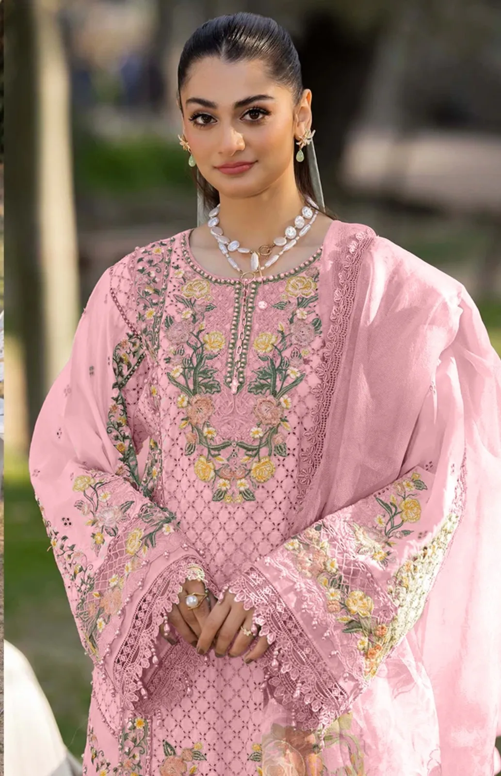 Pink Cotton Pakistani Suit for Women