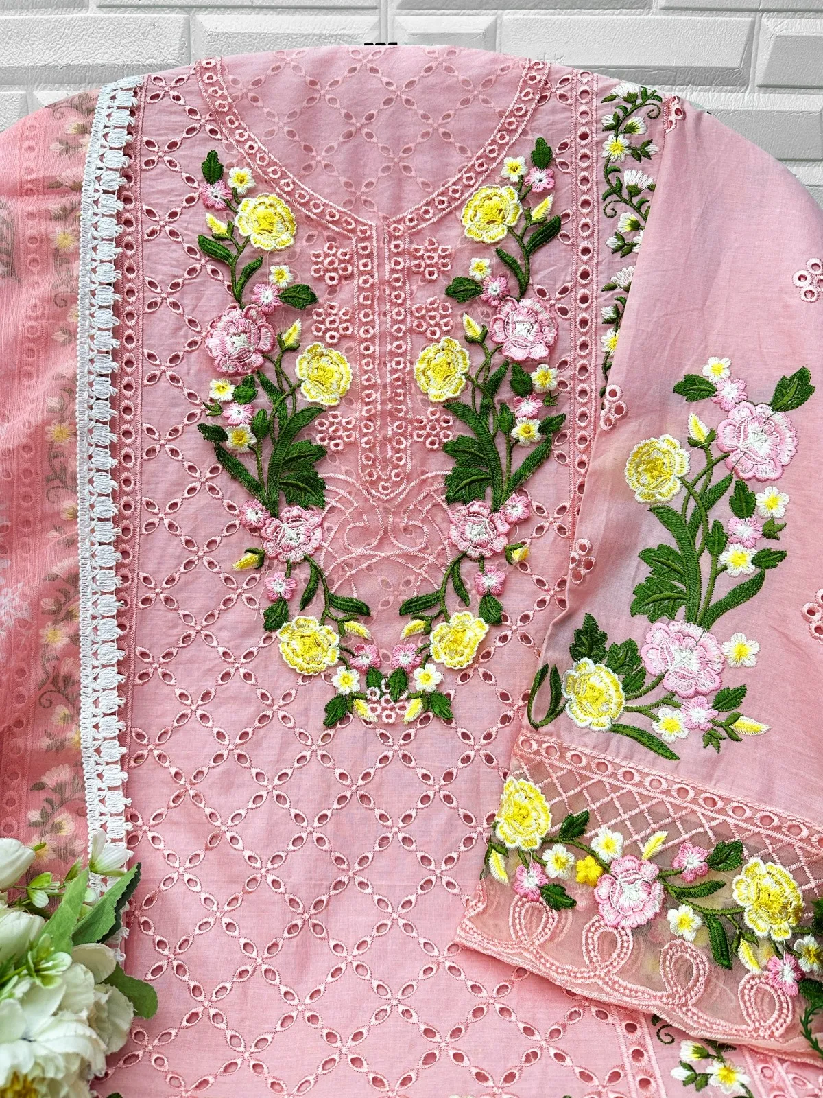 Pink Cotton Pakistani Suit for Women