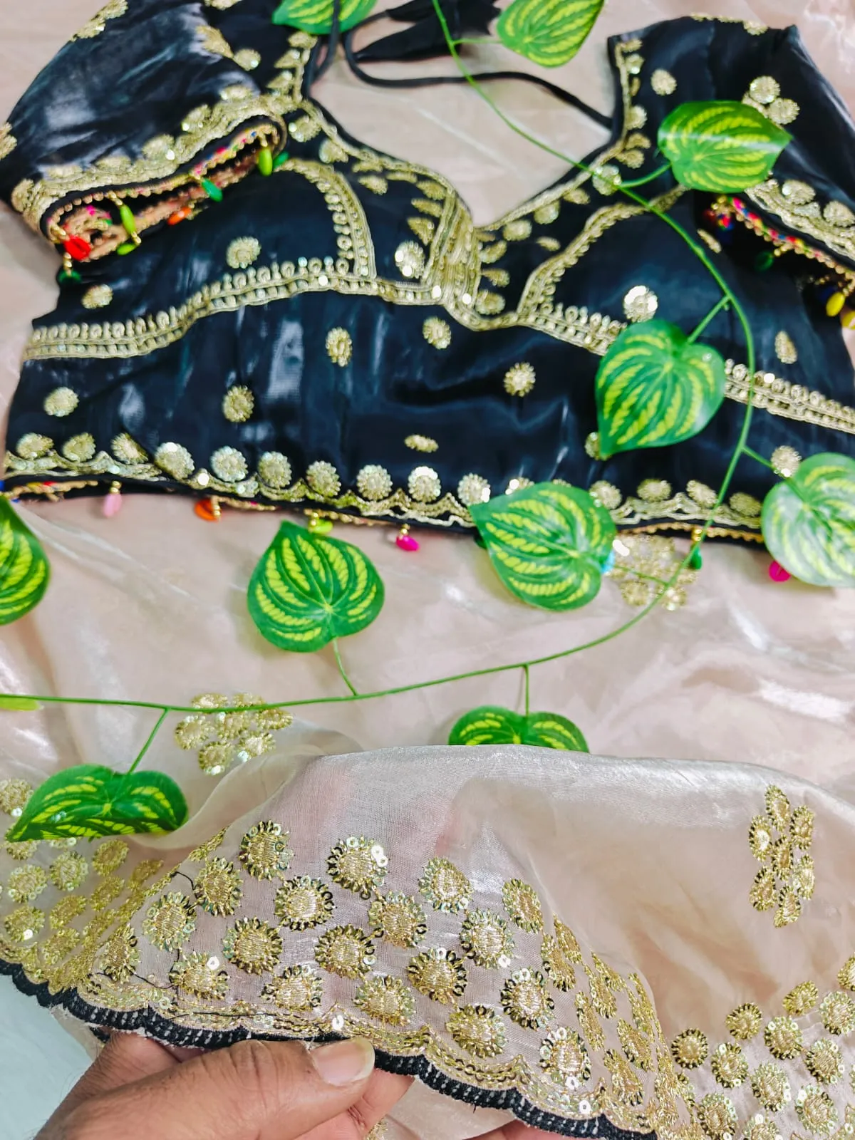 Pista Green Embroidery Saree with Readymade Blouse