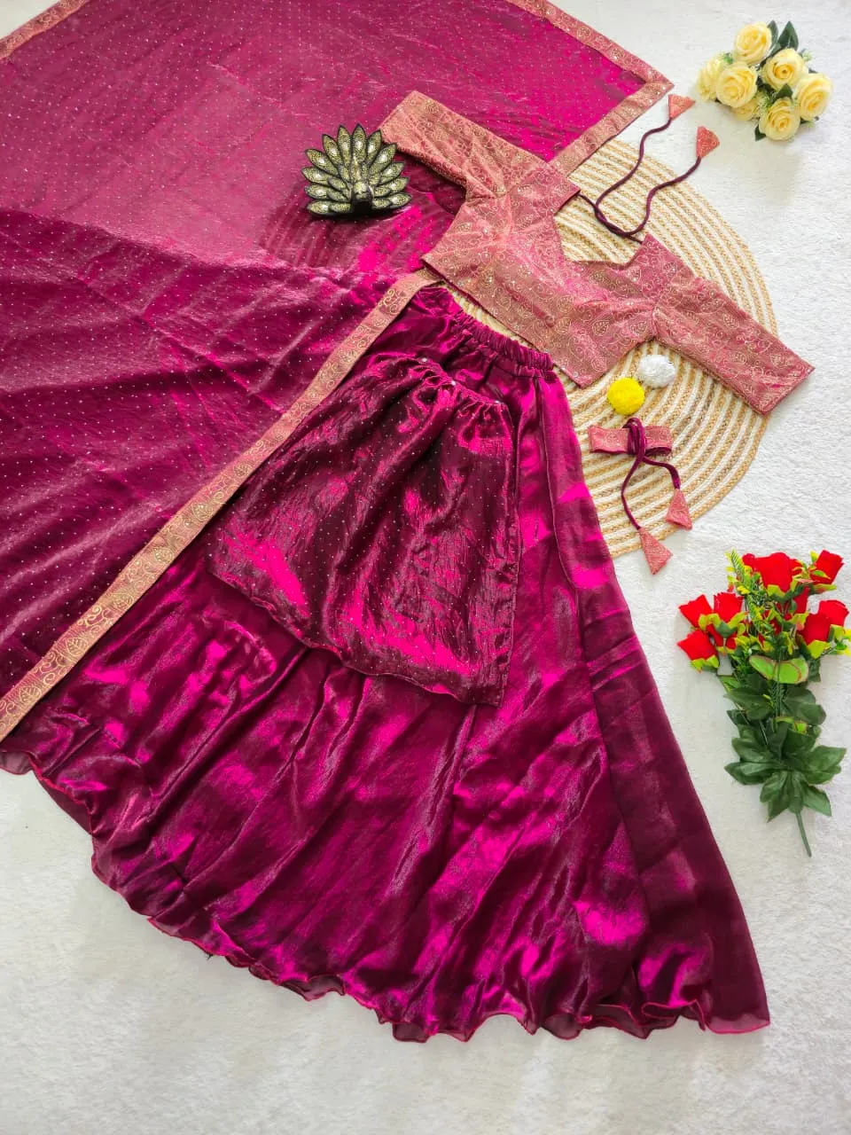 Purple 4 in 1 Lehenga Choli - Readymade Lehenga